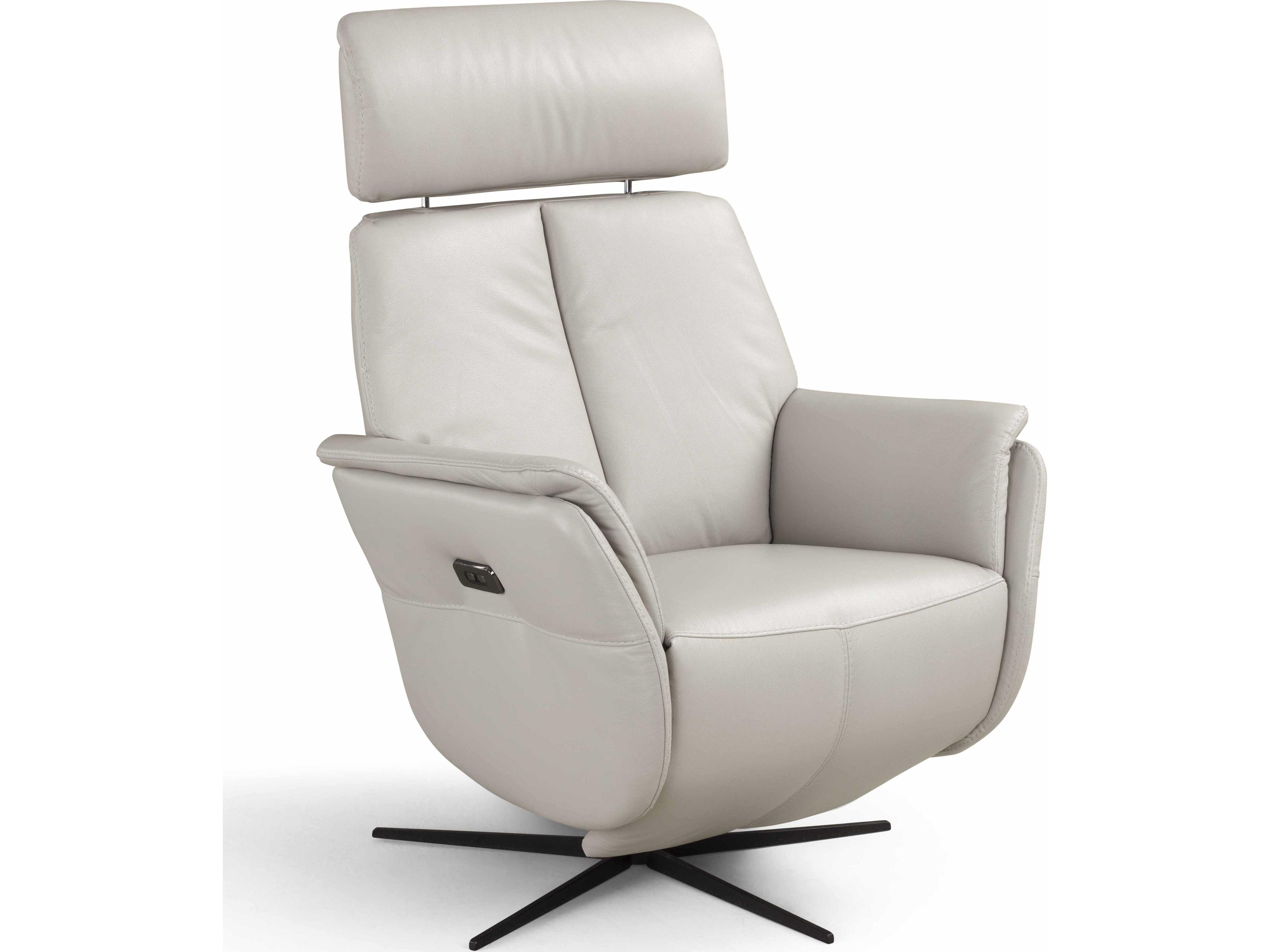 Whiteline Modern Living Beverly Light Grey Leather Recliner