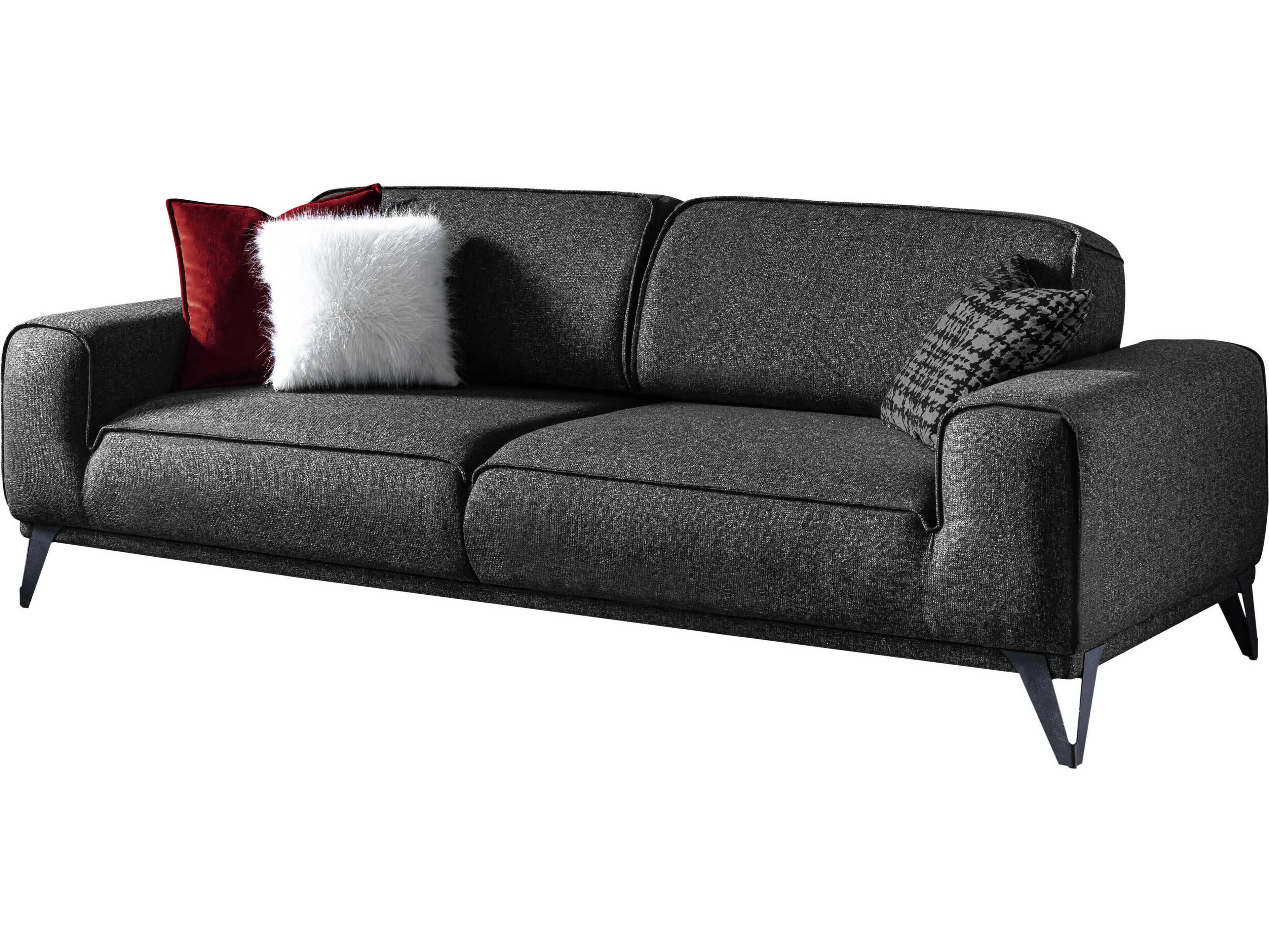 Whiteline Modern Living Bursa Dark Grey Matt Black Upholstered Sofa Bed