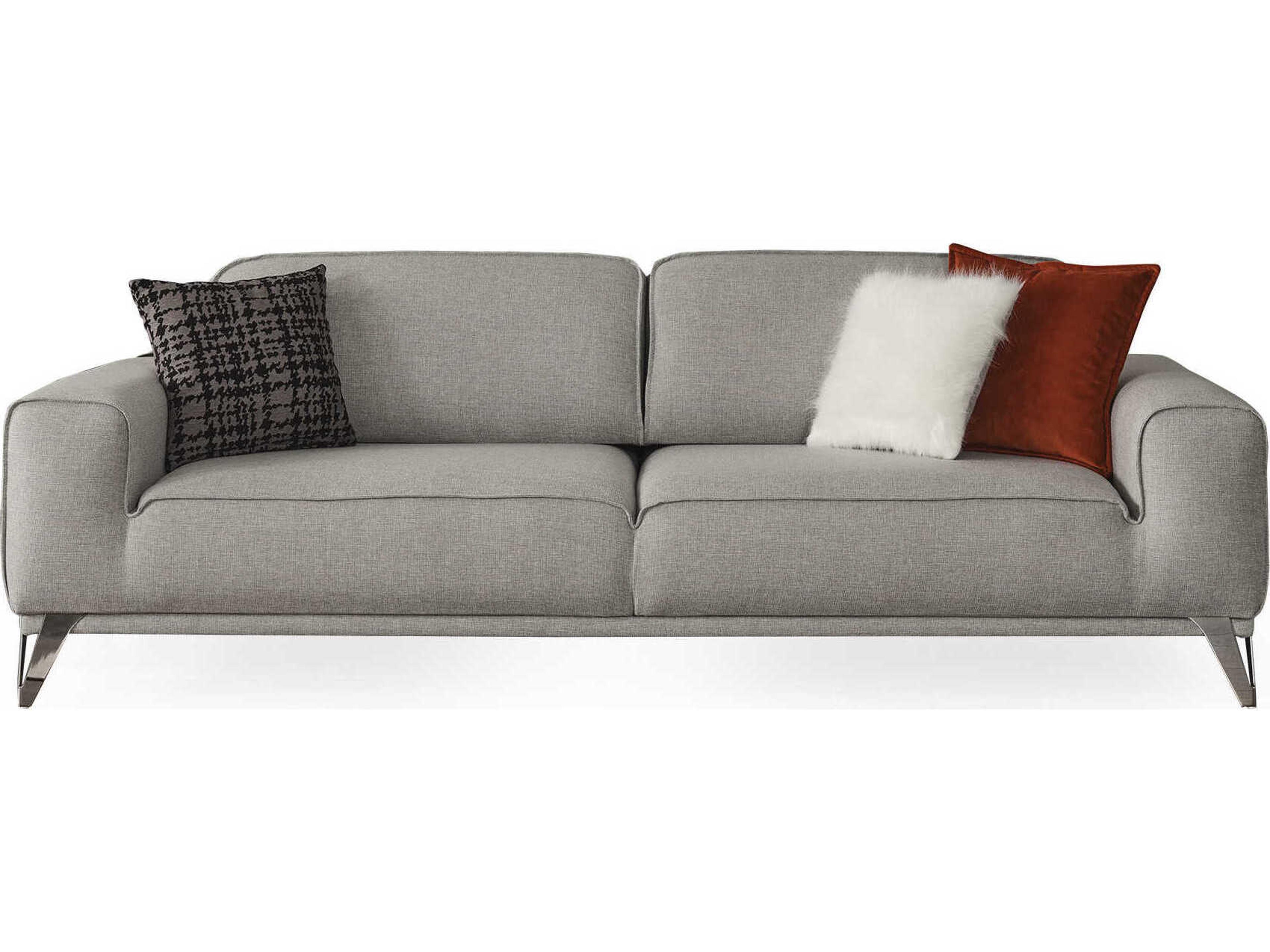 Whiteline Modern Living Bursa Light Grey Silver Nickel Upholstered Sofa Bed