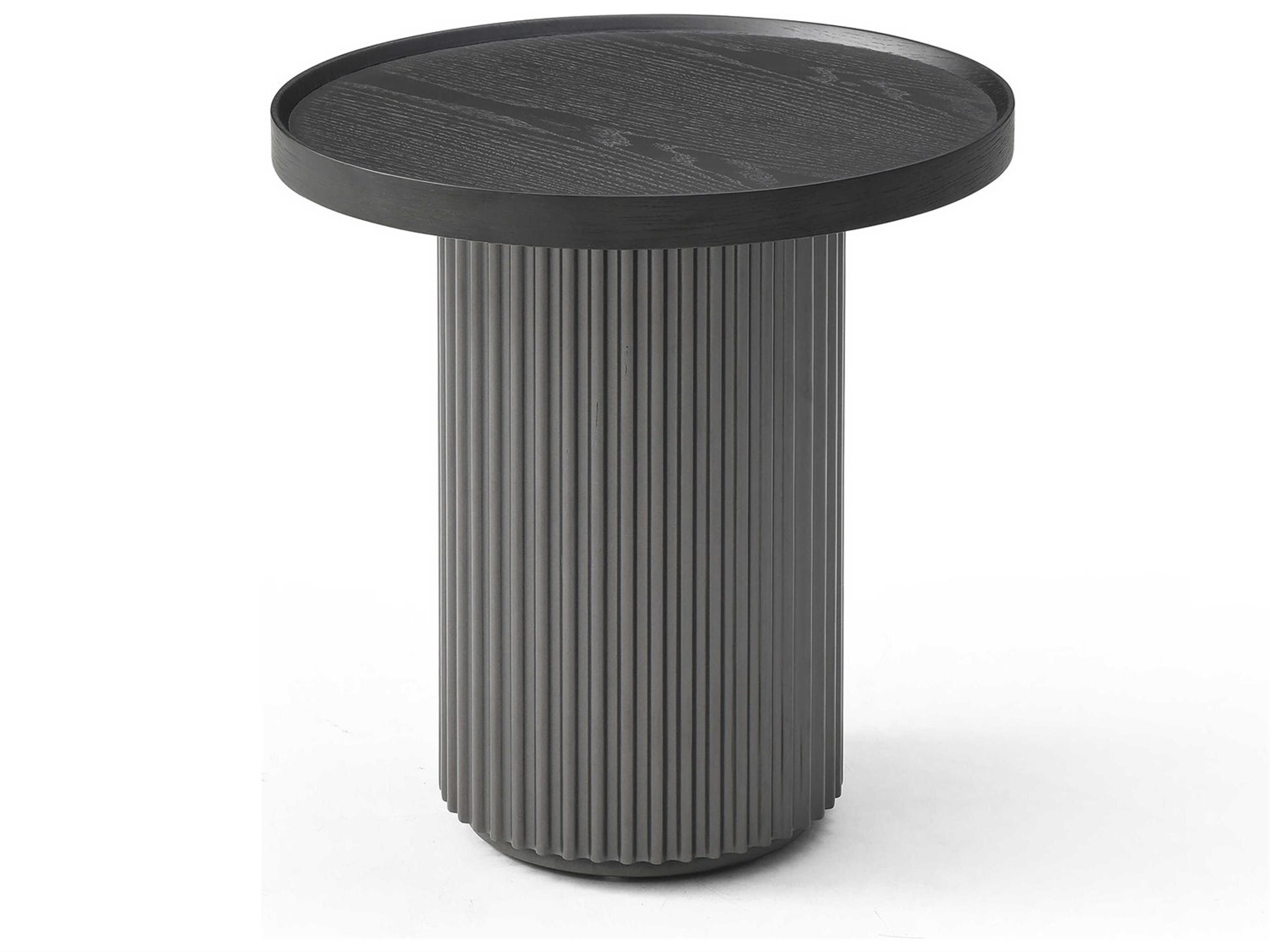 Whiteline Modern Living Heidi Round Wood Dark Grey End Table