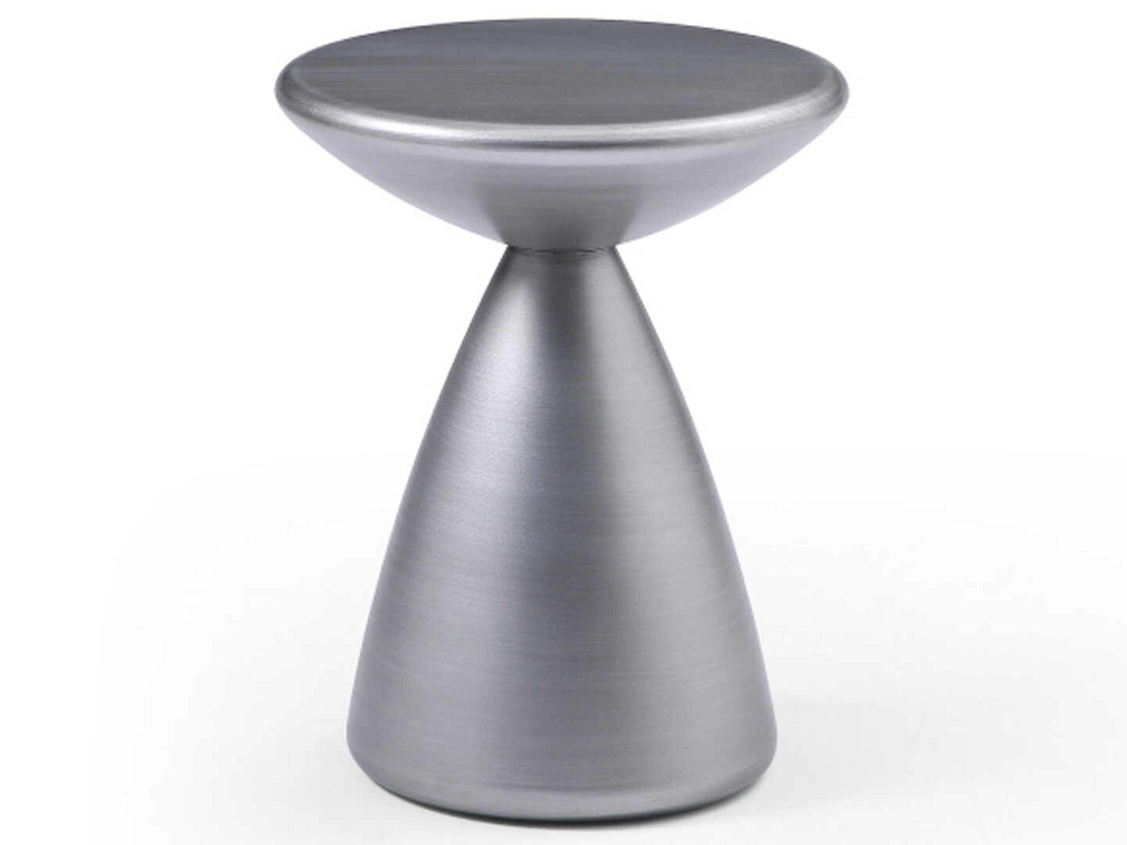 Whiteline Modern Living Ayla Round Metal Brushed Silver End Table