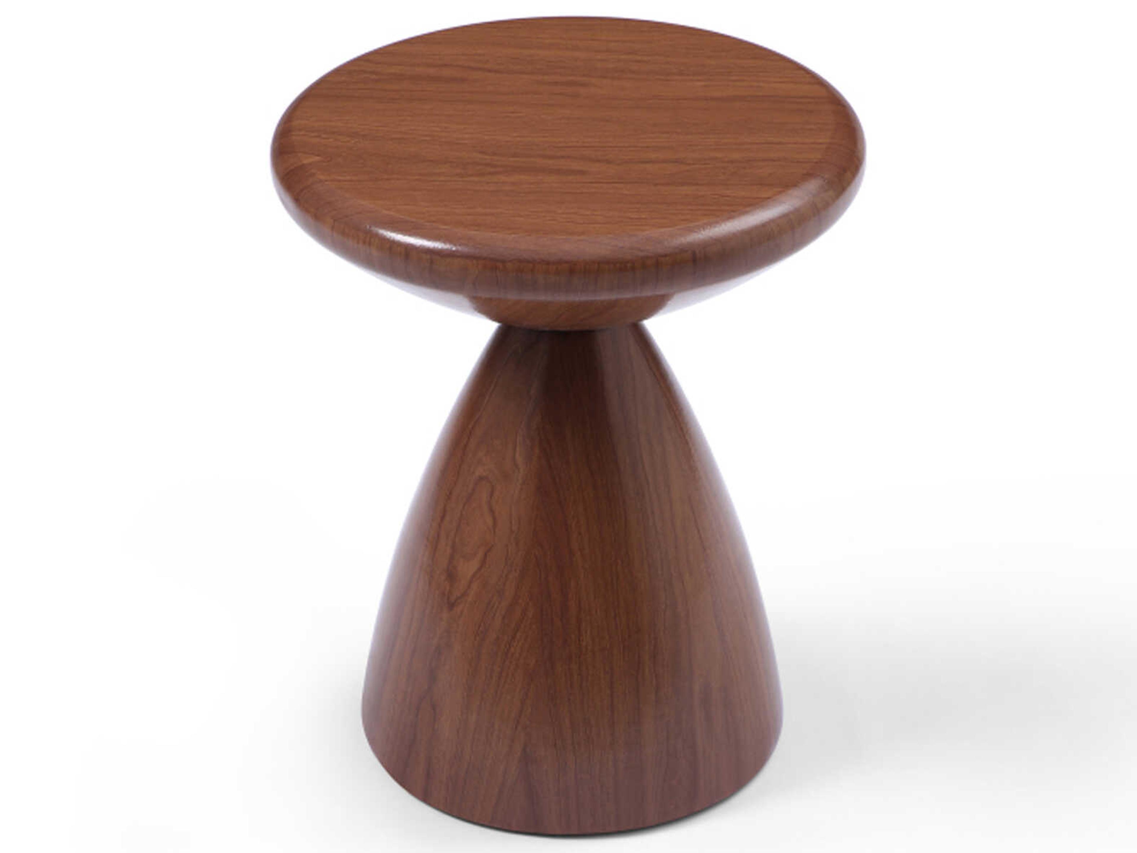 Whiteline Modern Living Ayla Round Metal Walnut End Table