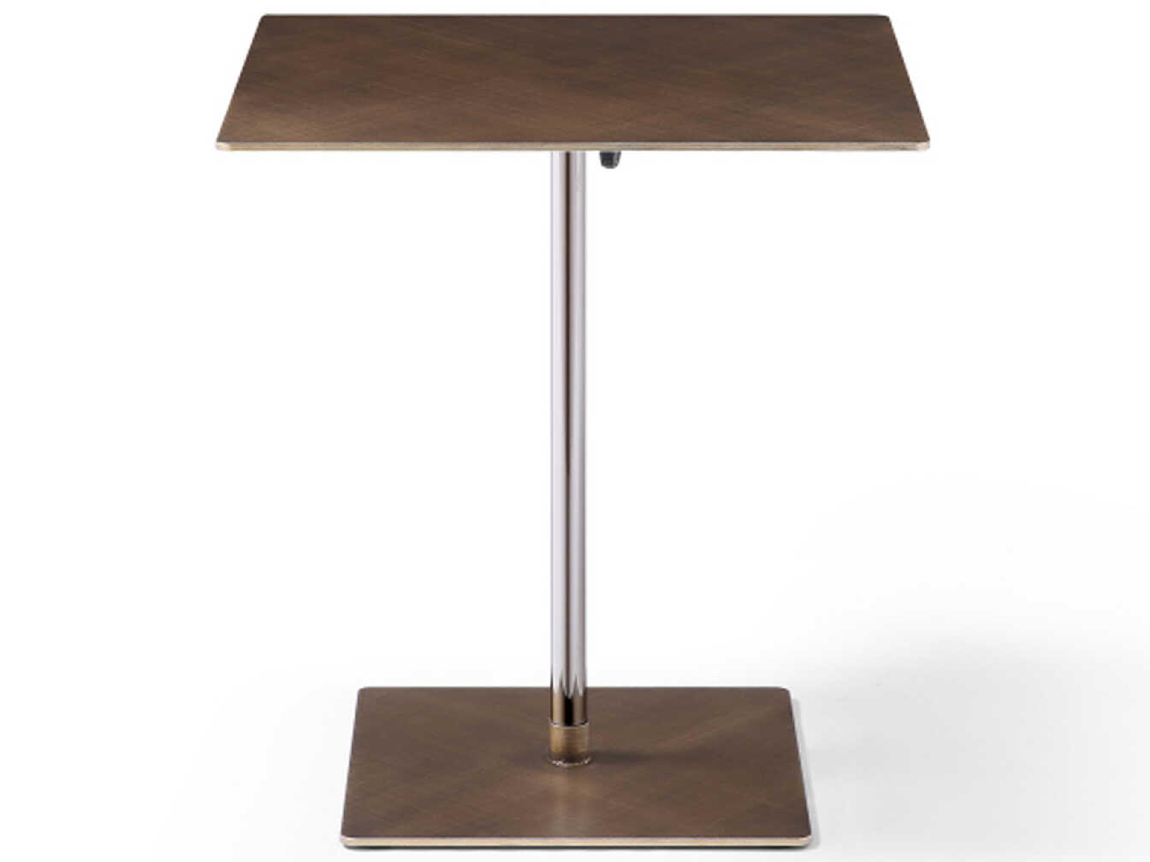 Whiteline Modern Living Karley Square Metal Brushed Bronze End Table