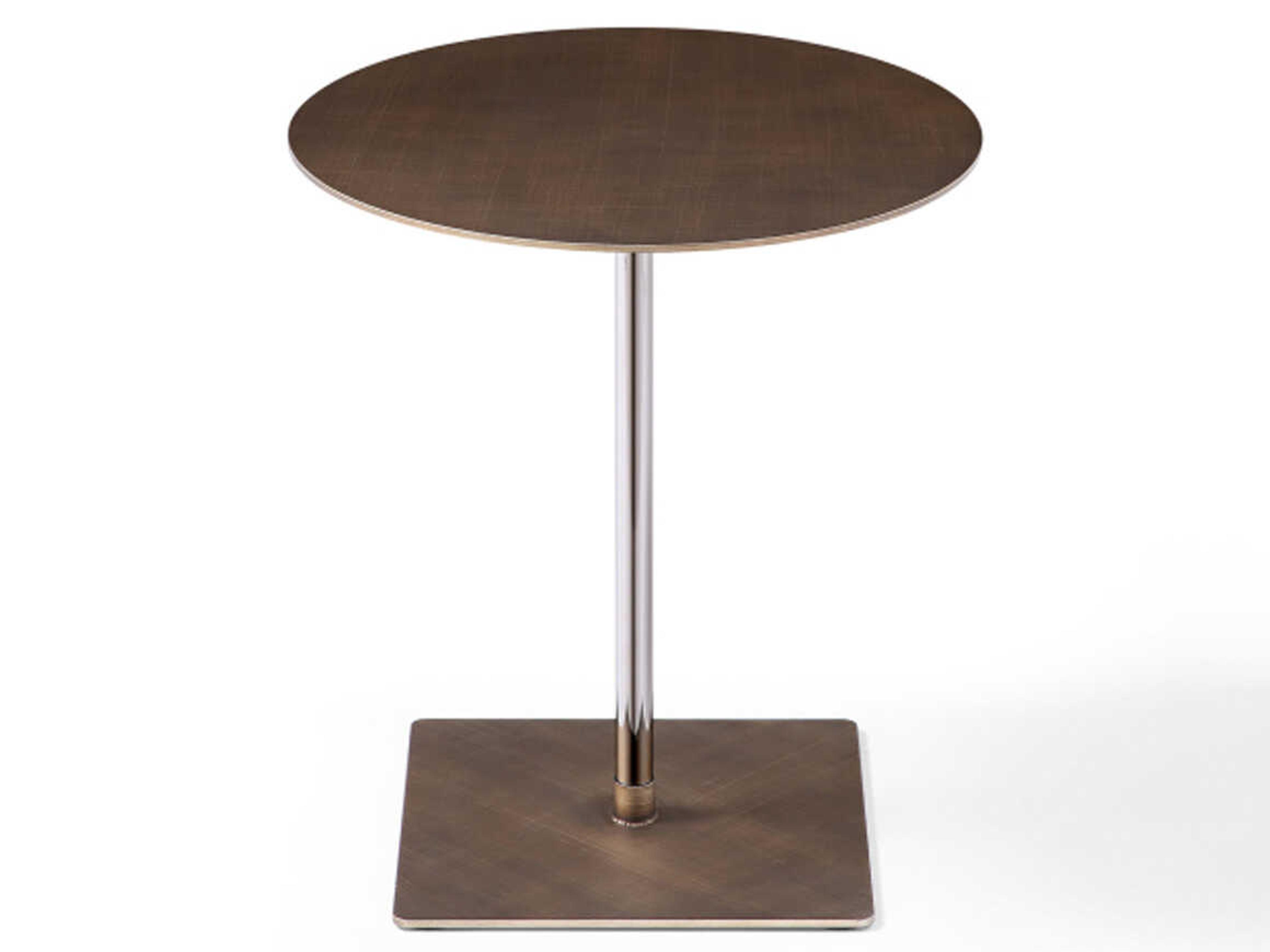 Whiteline Modern Living Marley Round Metal Brushed Bronze End Table