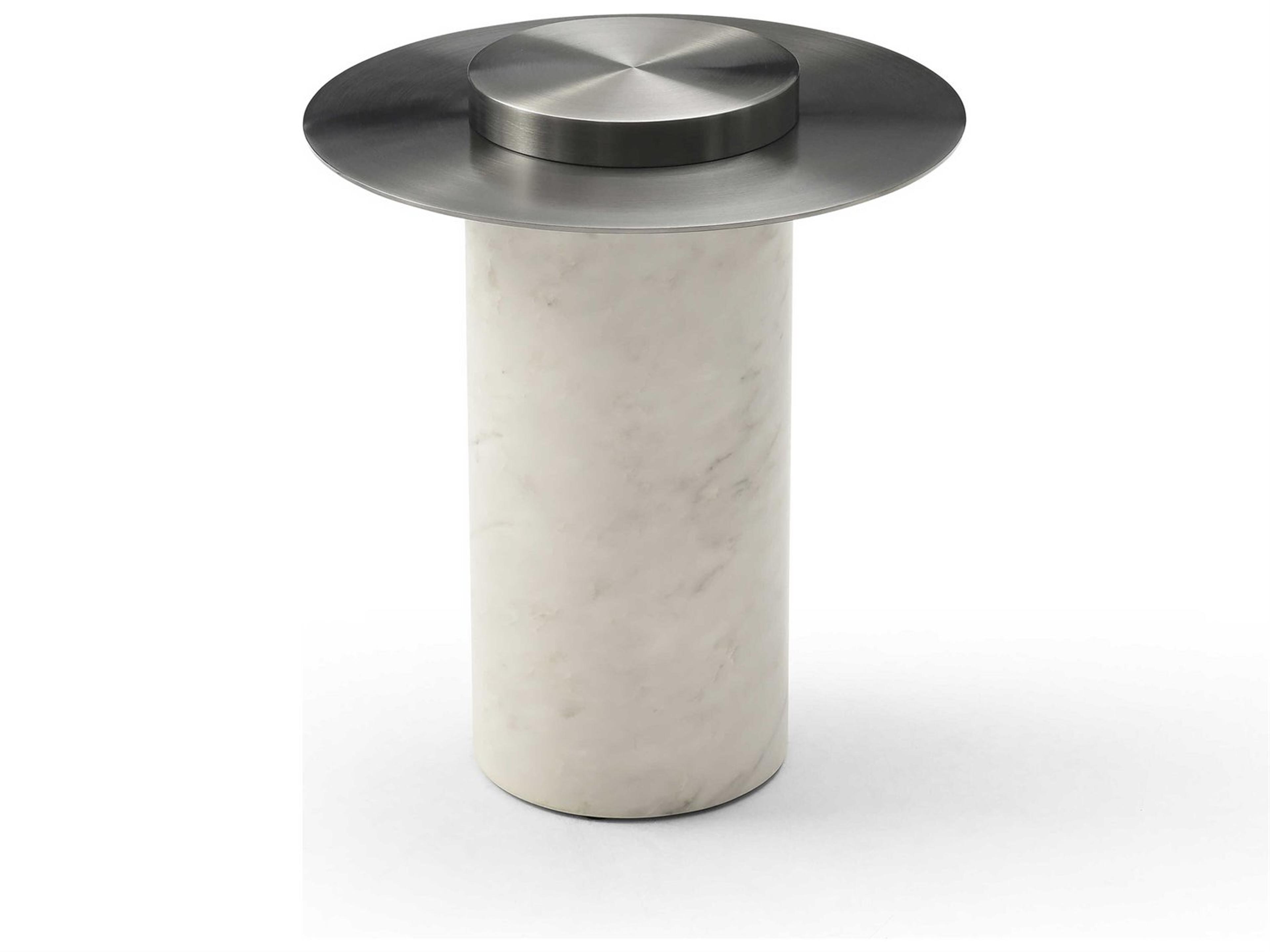 Whiteline Modern Living Aviana Round Steel White End Table