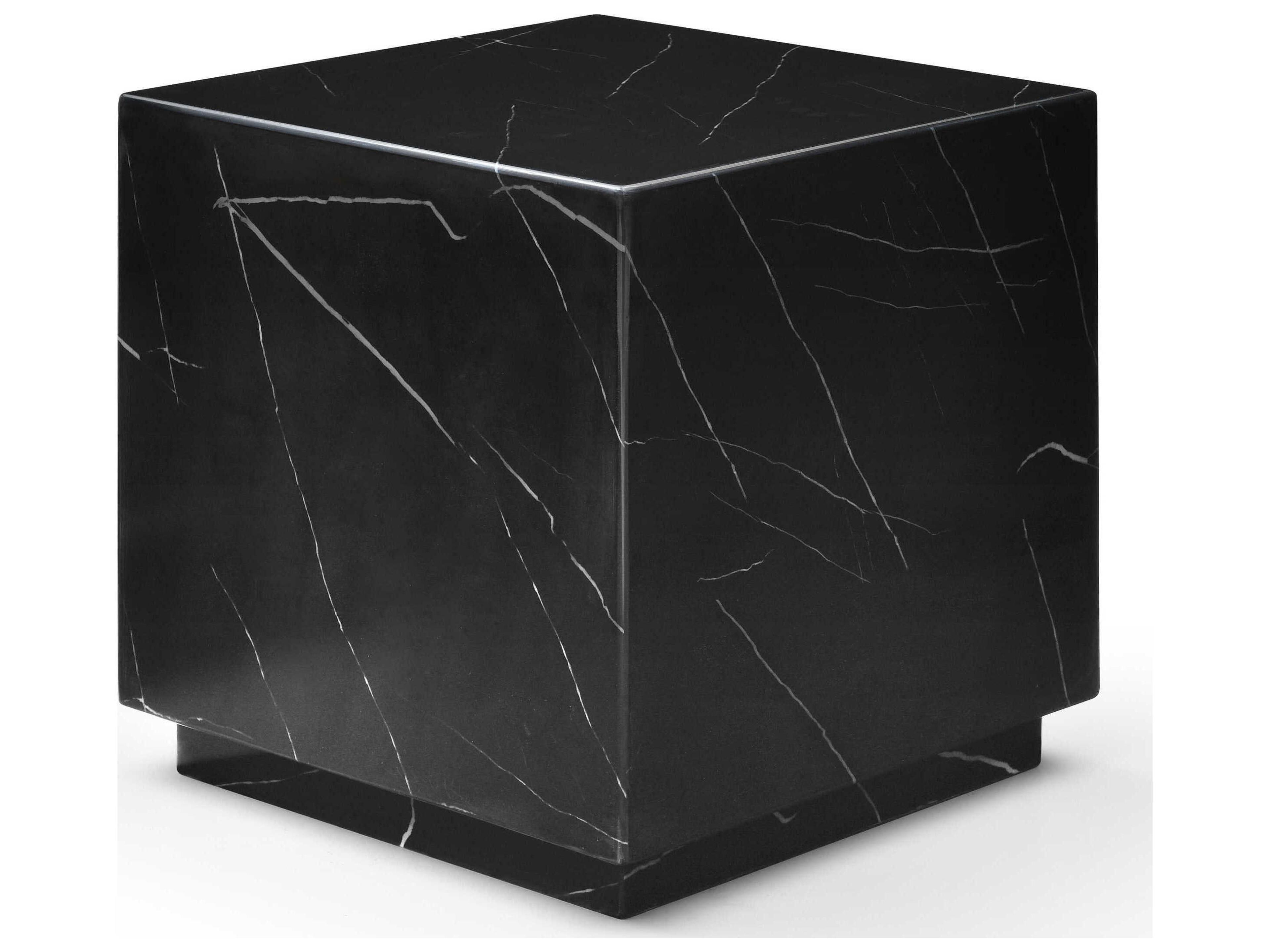 Whiteline Modern Living Iris Square Marble Black End Table