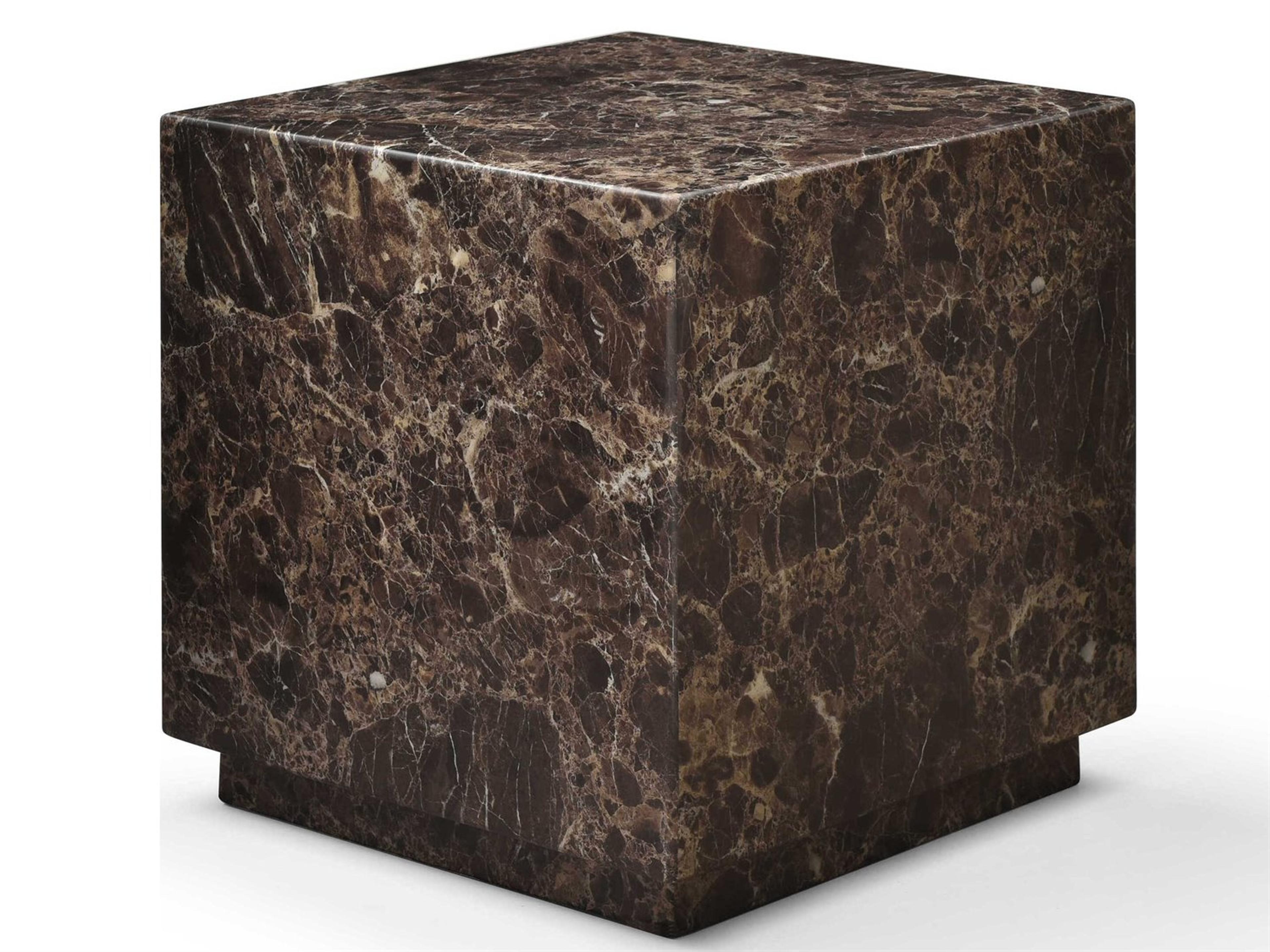 Whiteline Modern Living Iris Square Marble Brown End Table