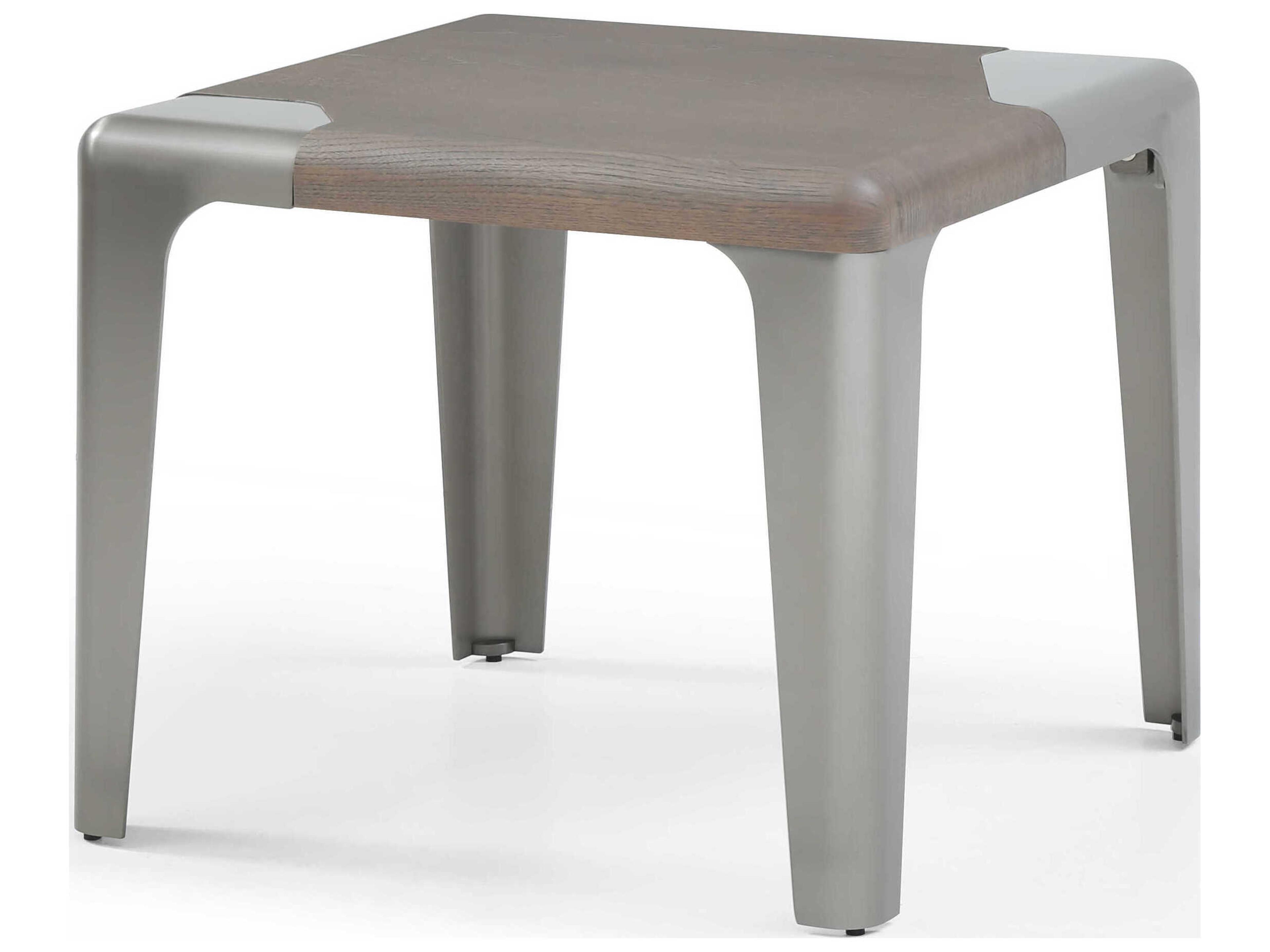 Whiteline Modern Living Elena Square Wood Grey Brushed Nickel End Table