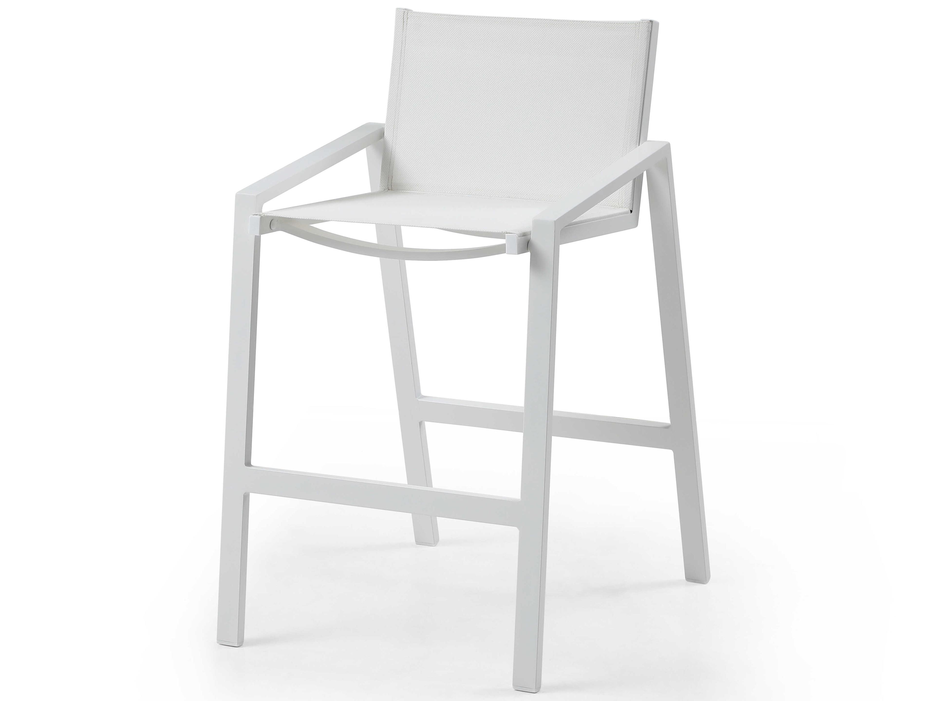 Whiteline Modern Living Outdoor Rio White Aluminum Sling Bar Stool