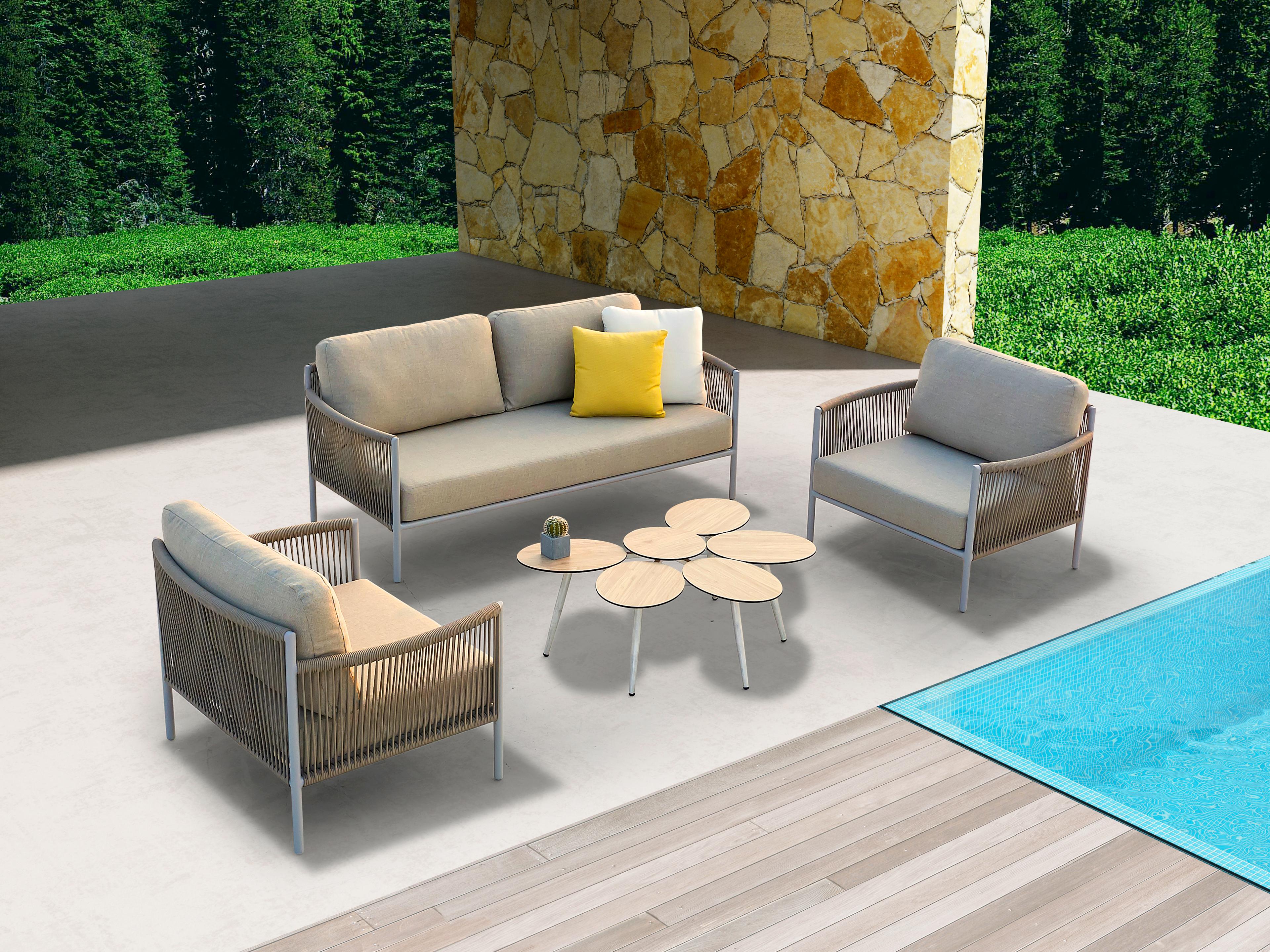 Whiteline Modern Living Outdoor Catalina Taupe Rope Cushion Lounge Set