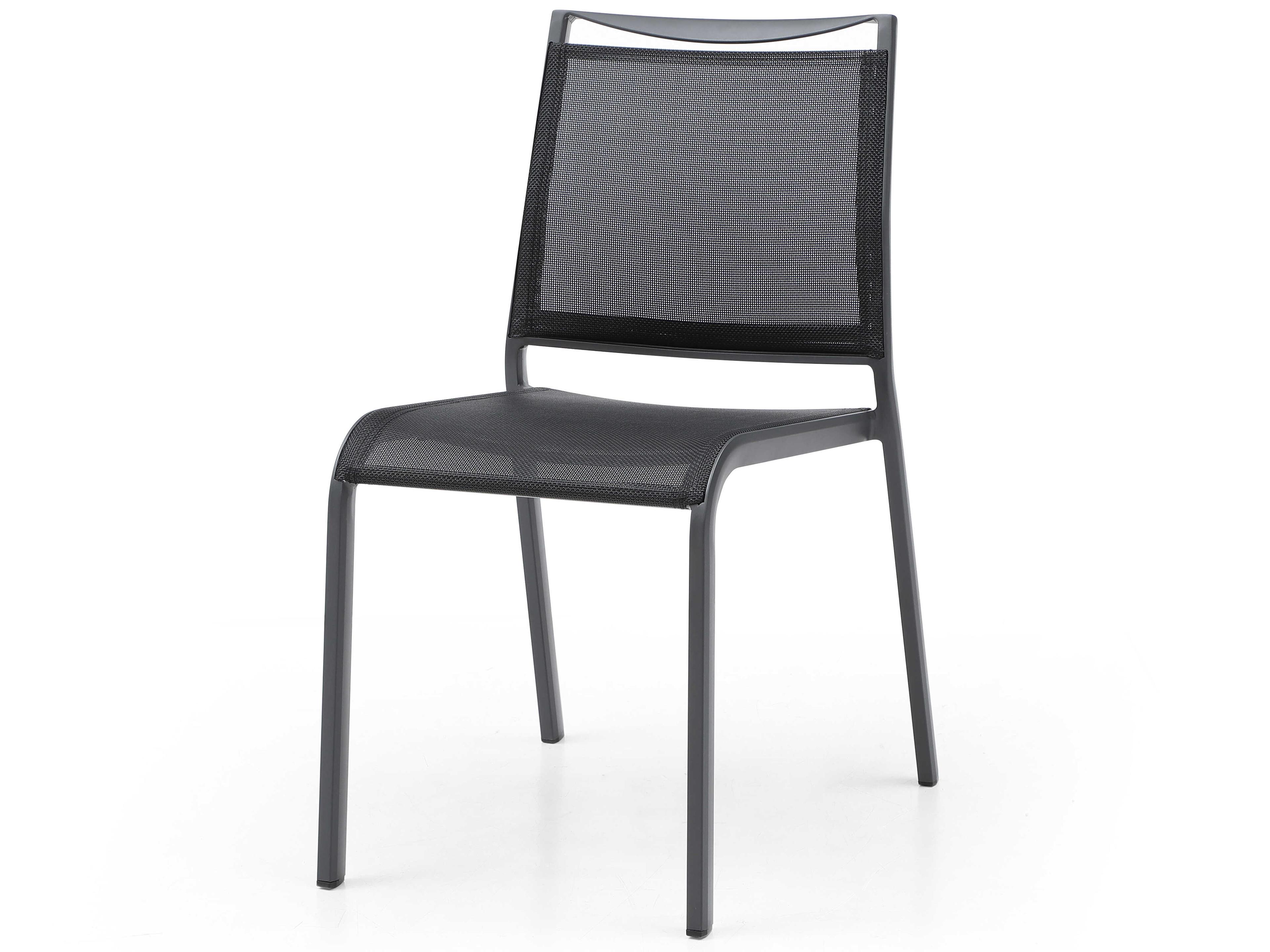 Whiteline Modern Living Outdoor Aloha Dark Grey Black Aluminum Sling Dining Chair