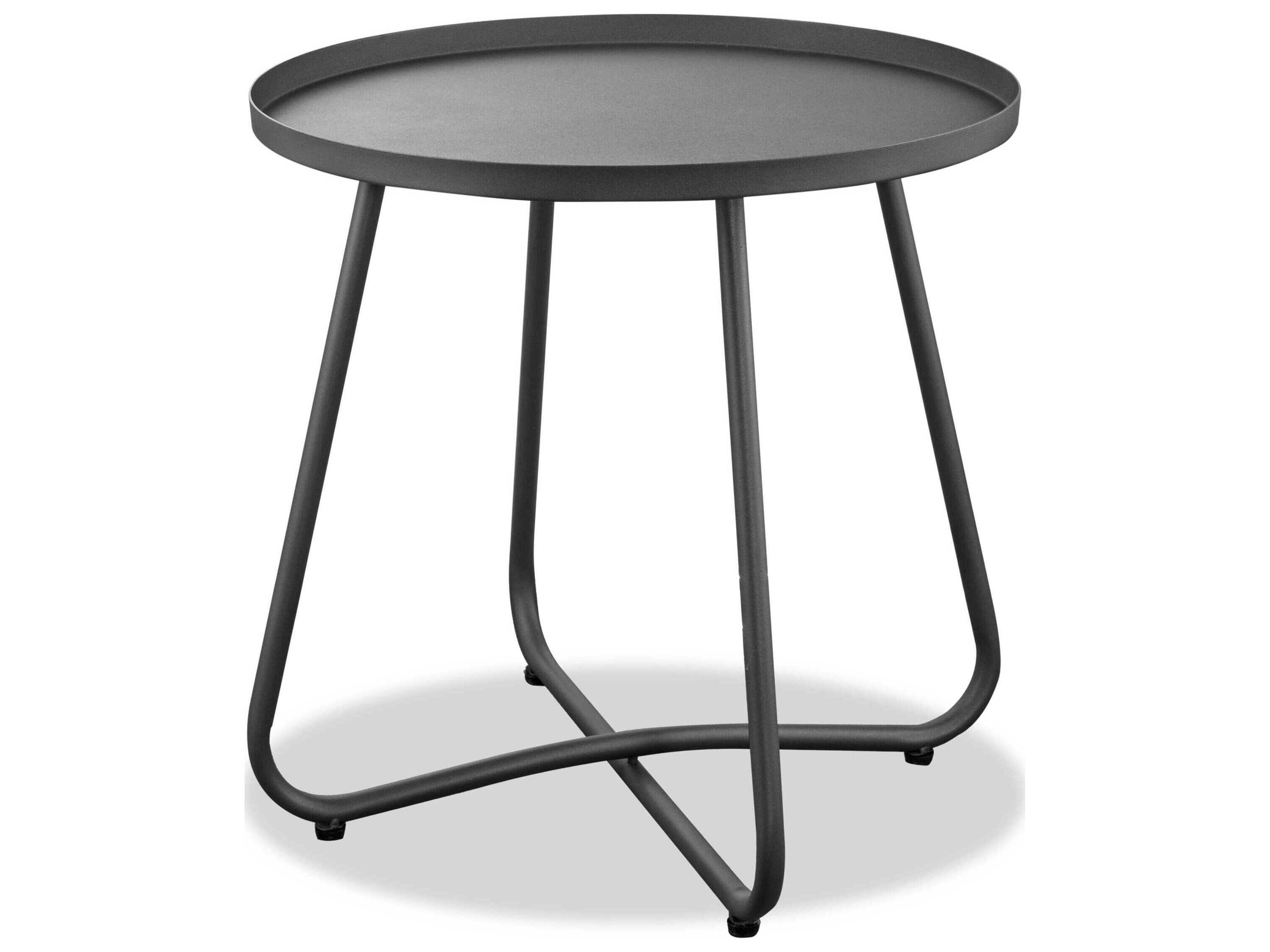 Whiteline Modern Living Outdoor Talon Grey Aluminum Round End Table