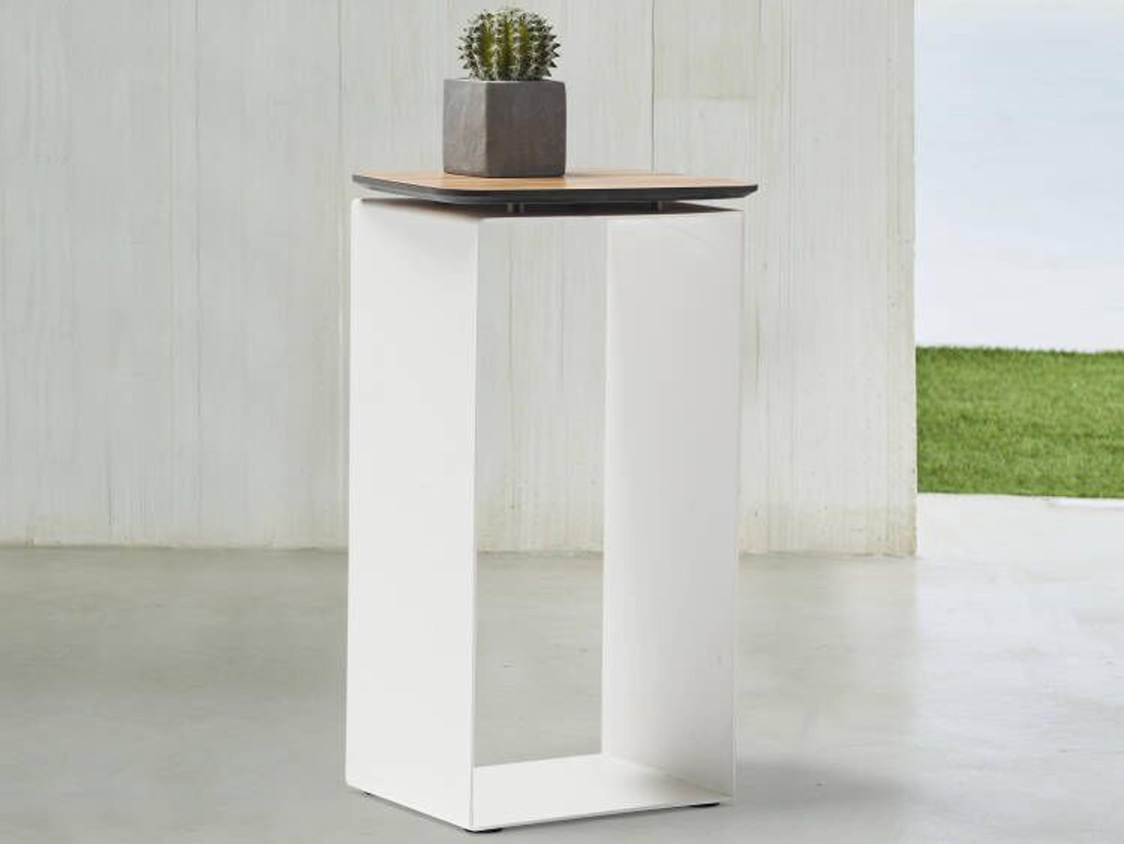 Whiteline Modern Living Outdoor Petunia White Aluminum Rectangular End Table