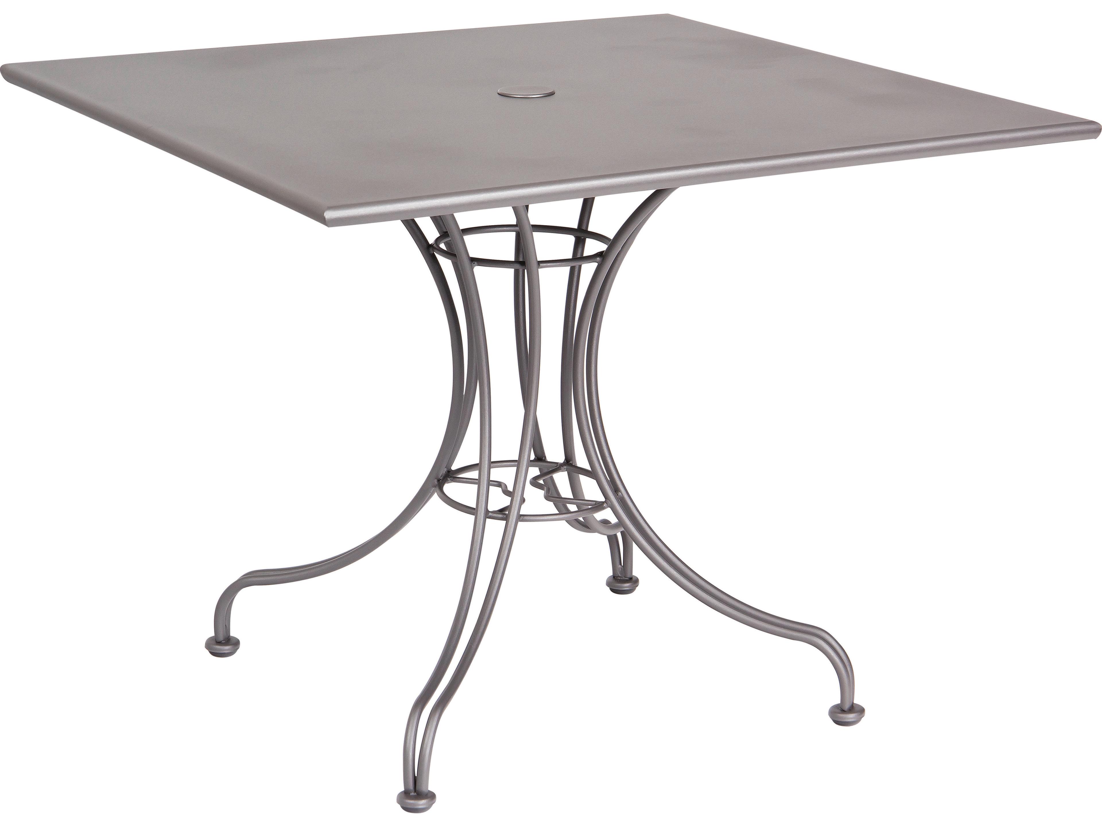 Woodard Wrought Iron Square Outdoor Patio Dining Table with Umbrella Hole