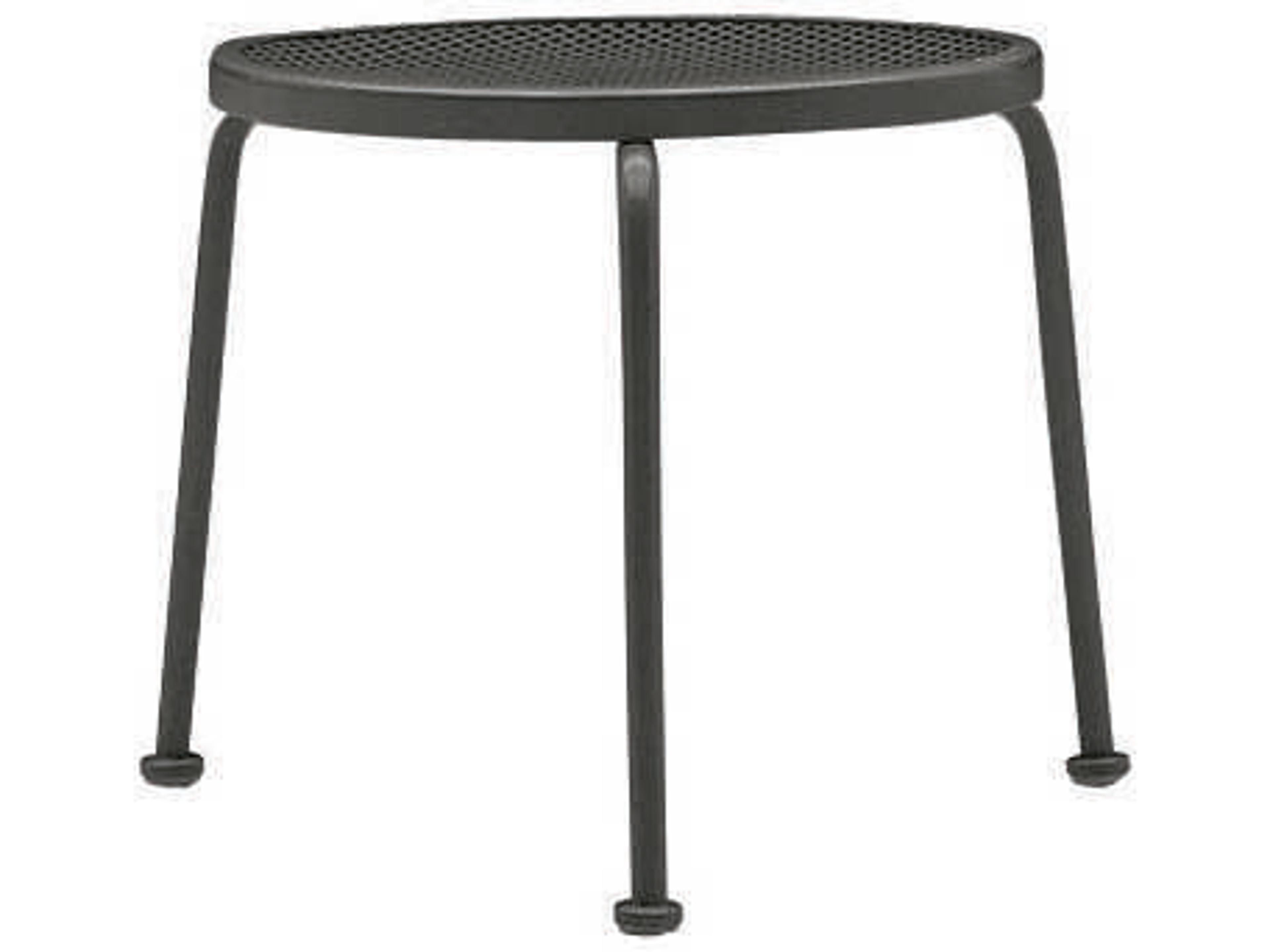Woodard Wrought Iron Mesh Round Stackable Patio End Table