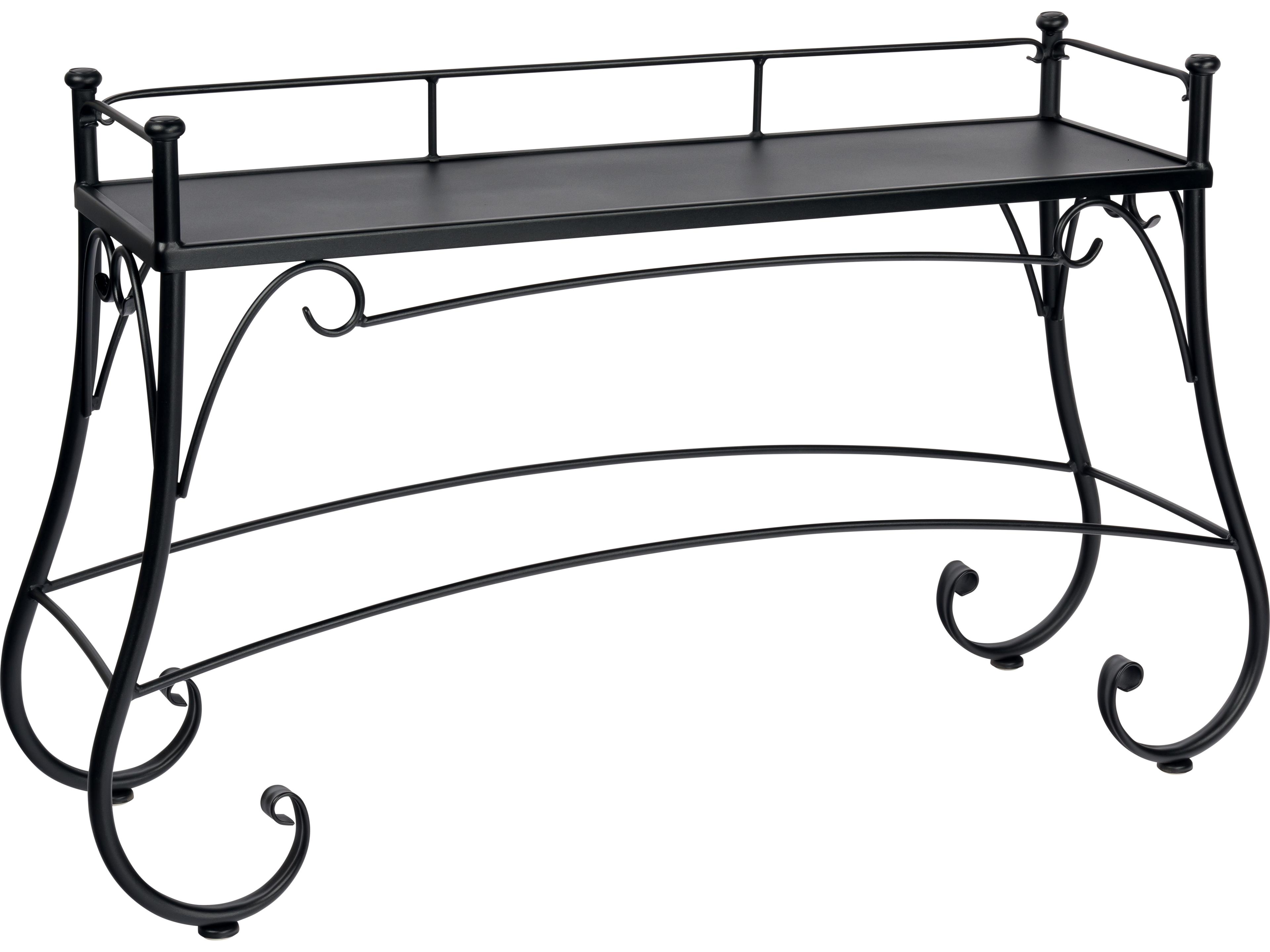 Woodard Wrought Iron Rectangular Solid Top Patio Console Table