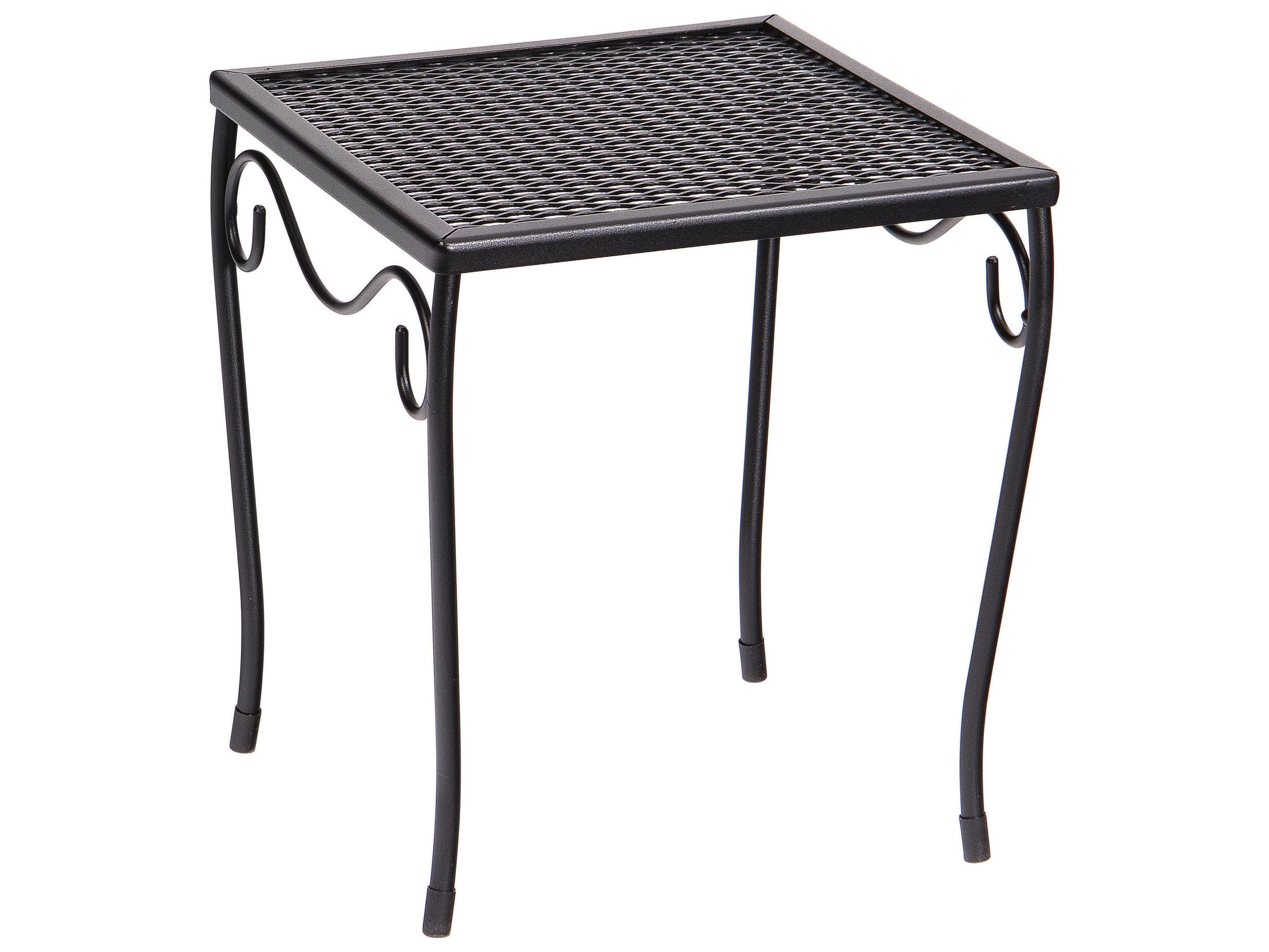 Woodard Wrought Iron Mesh Square Small Outdoor Patio End Table