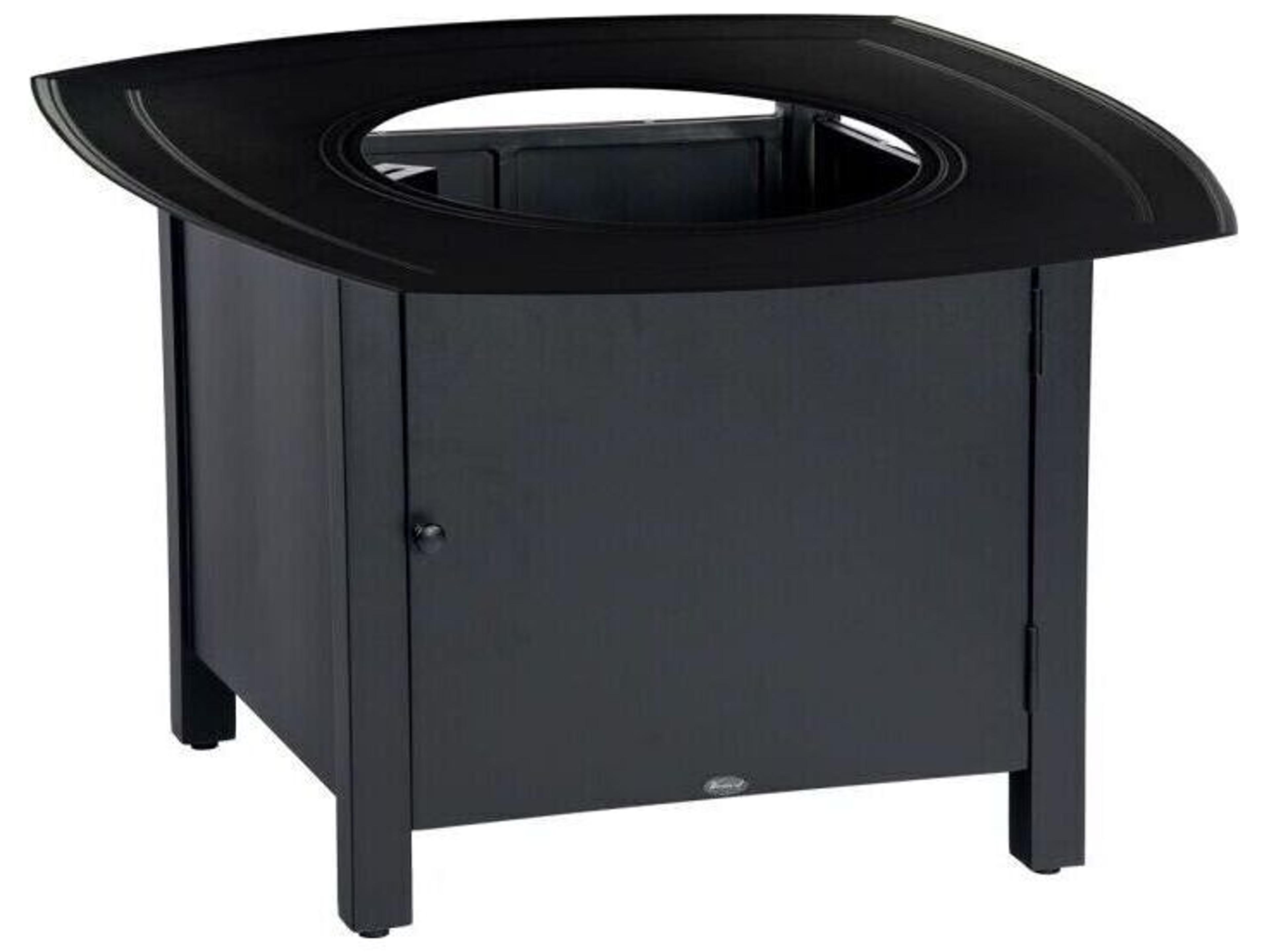 Woodard Solid Cast Aluminum Square Dining Height Patio Fire Pit Table