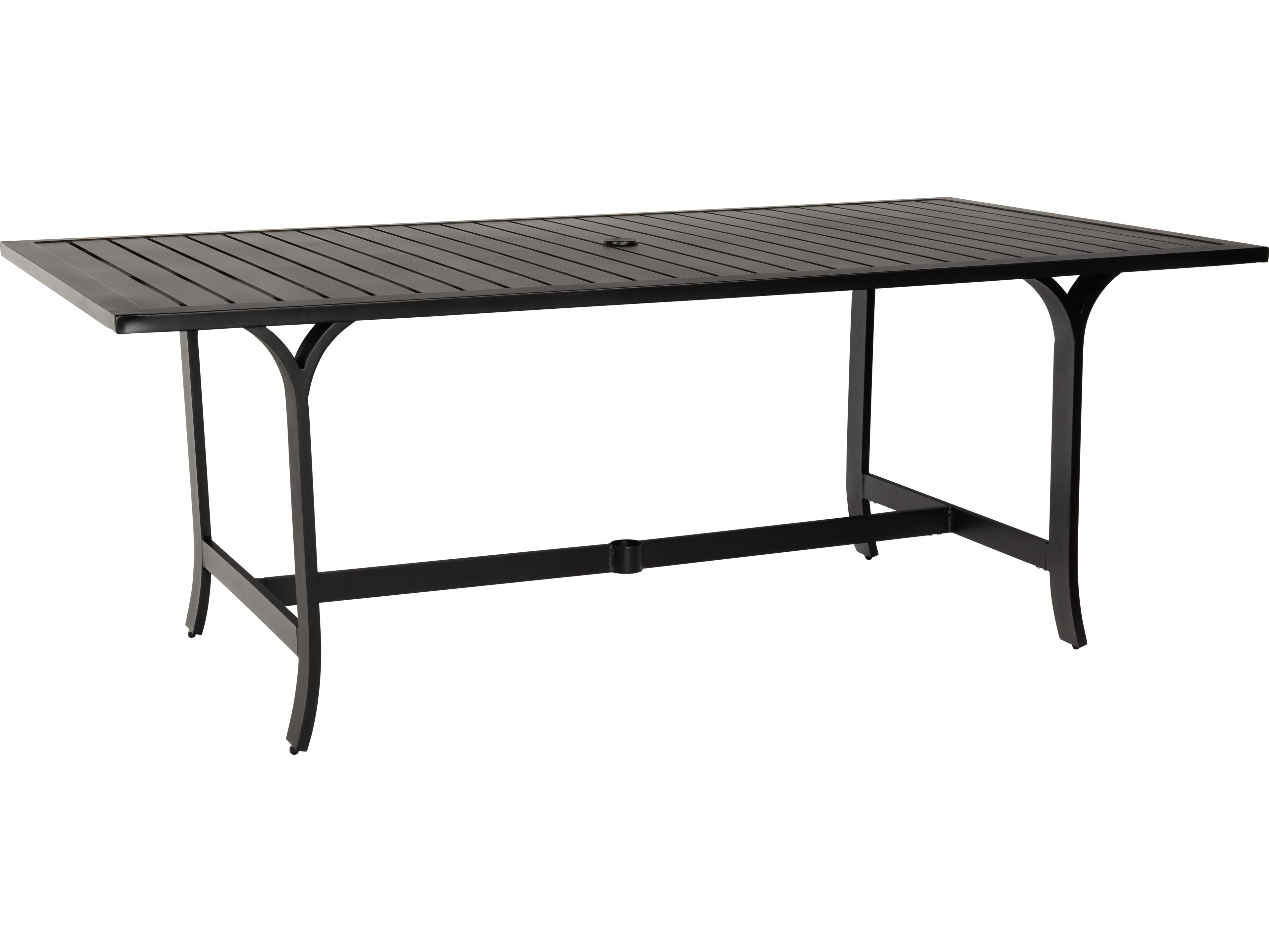 Woodard Seal Cove Aluminum Rectangular Outdoor Patio Dining Table with Umbrella Hole