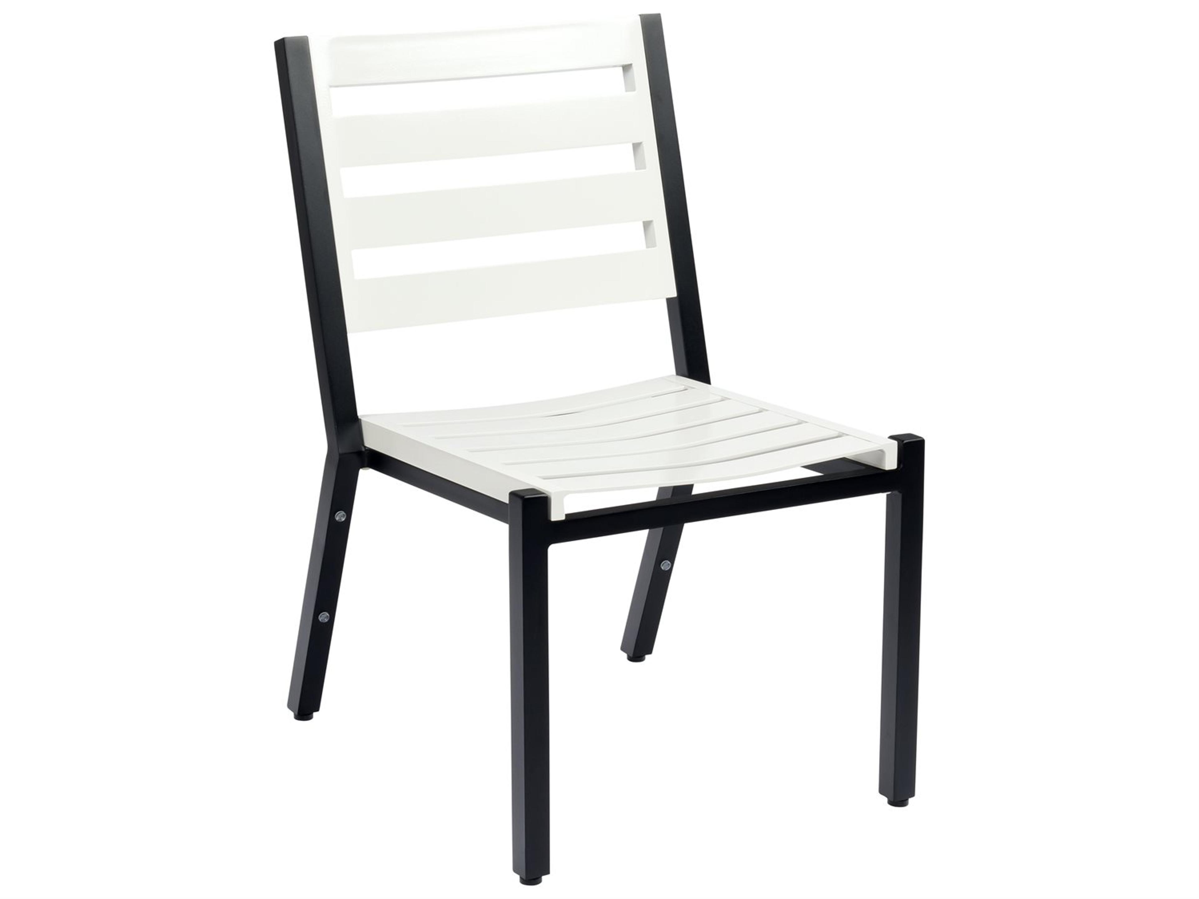 Woodard Palm Coast Slat Aluminum Outdoor Patio Dining Side Chair with Cushion