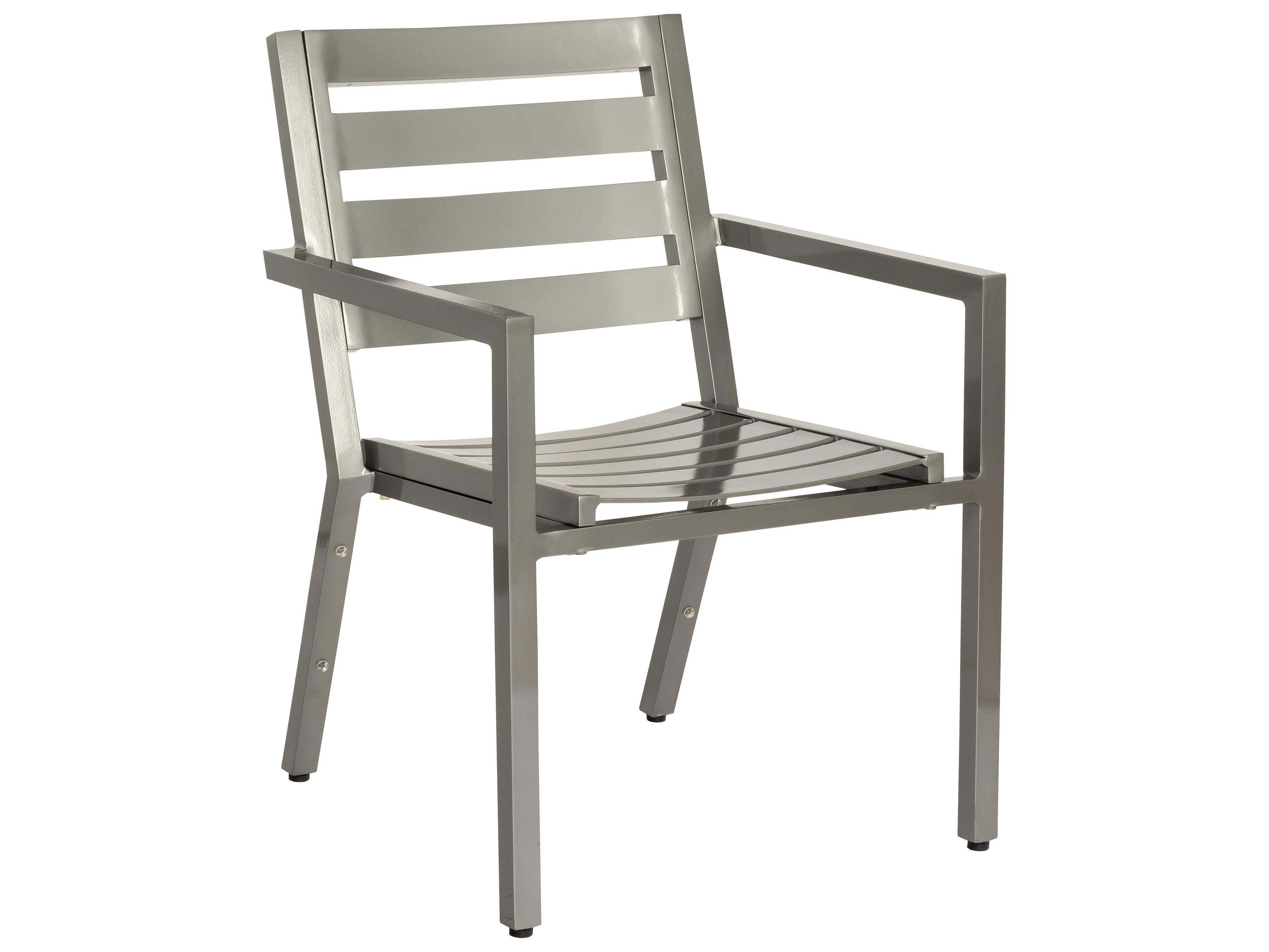Woodard Palm Coast Slat Aluminum Stackable Outdoor Dining Arm Chair