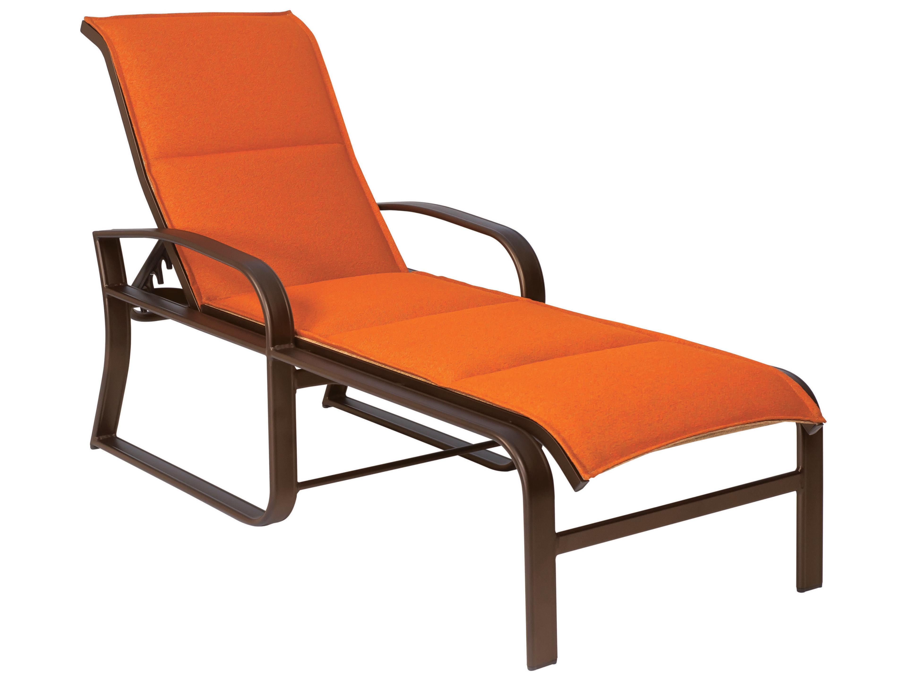 Woodard Cayman Isle Padded Sling Aluminum Adjustable Outdoor Patio Chaise Lounge