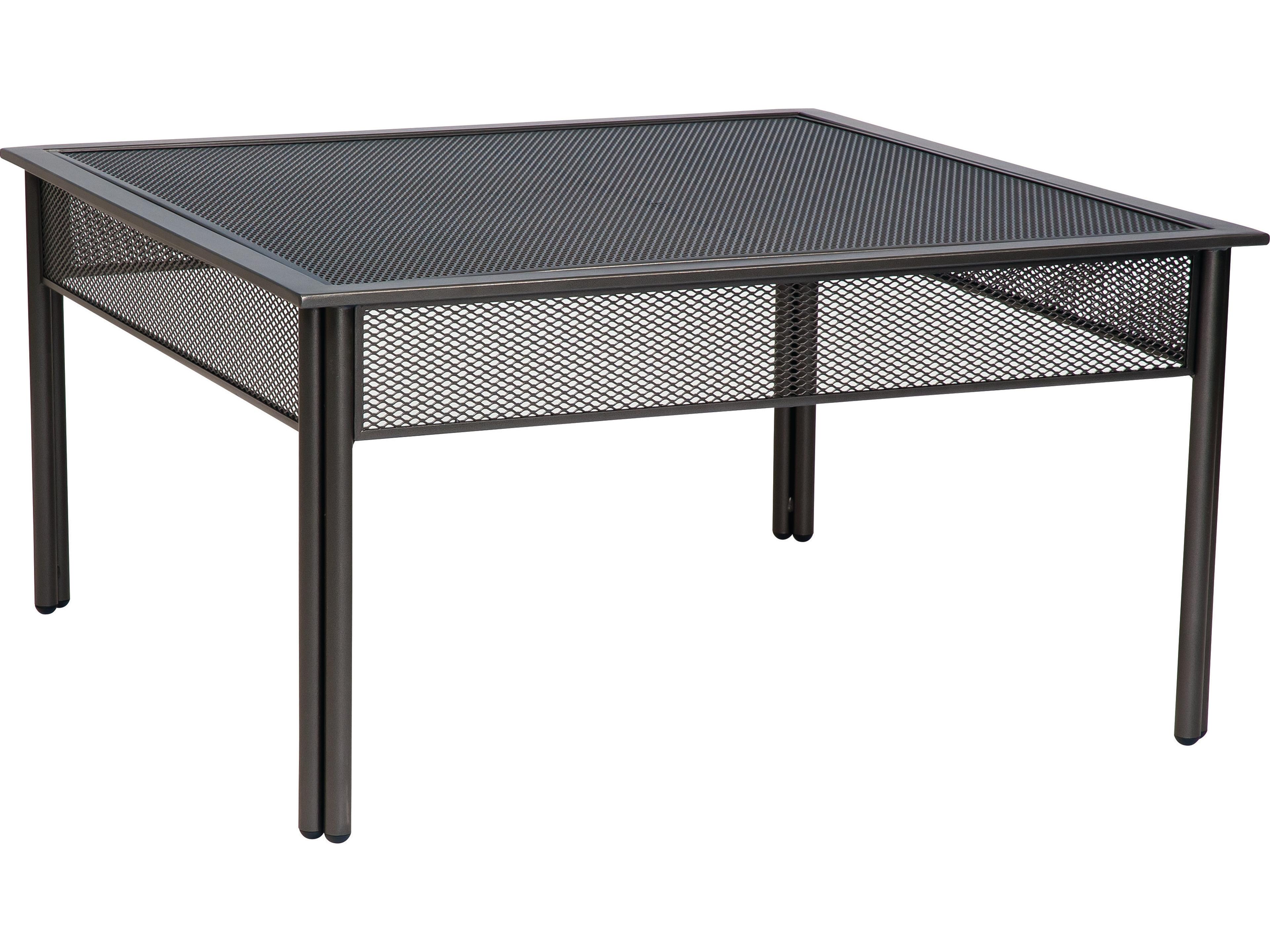 Woodard Jax Wrought Iron Square Micro Mesh Top Outdoor Coffee Table
