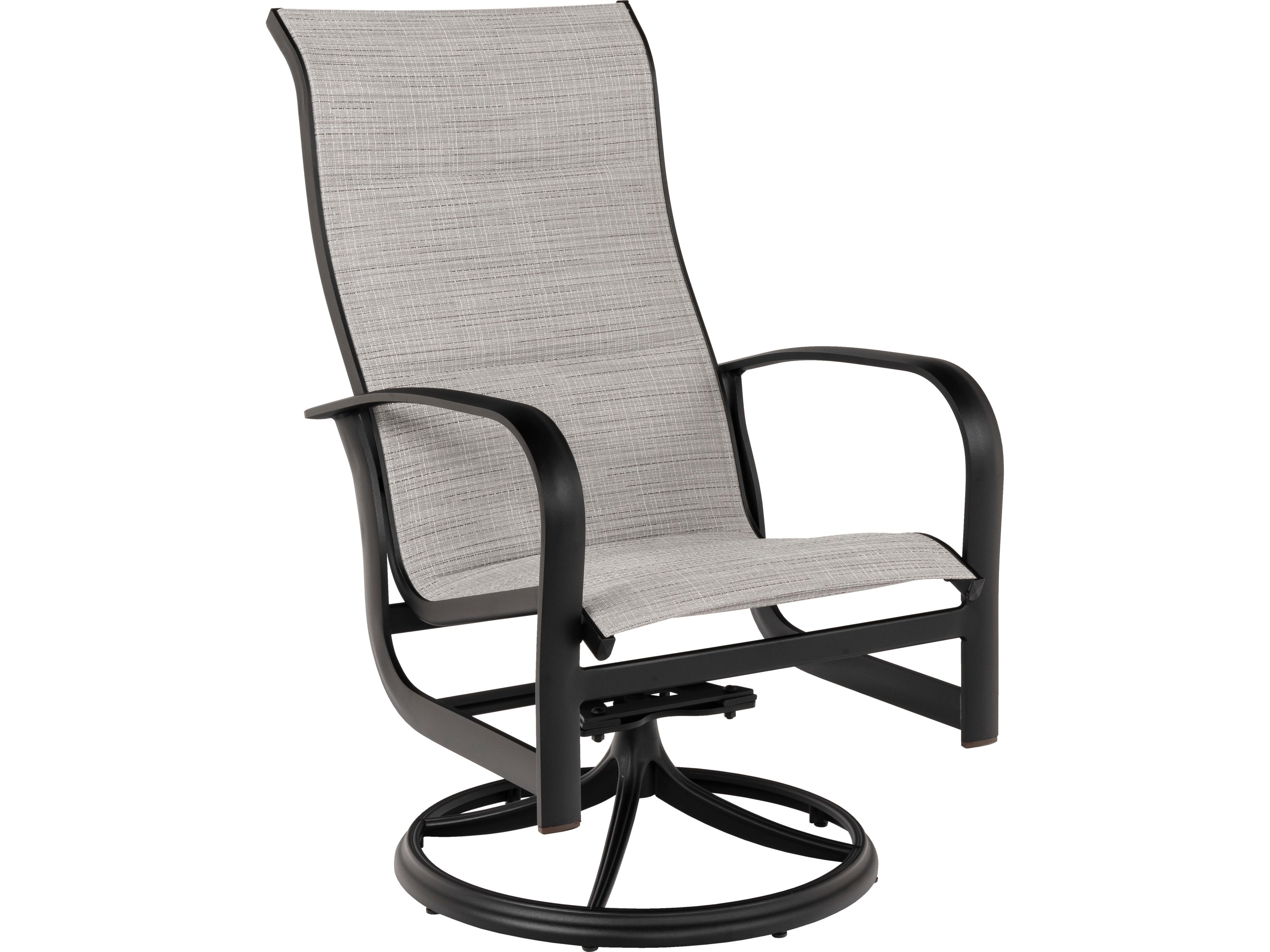 Woodard Fremont Padded Sling Aluminum High Back Swivel Rocker Outdoor Patio Lounge Chair