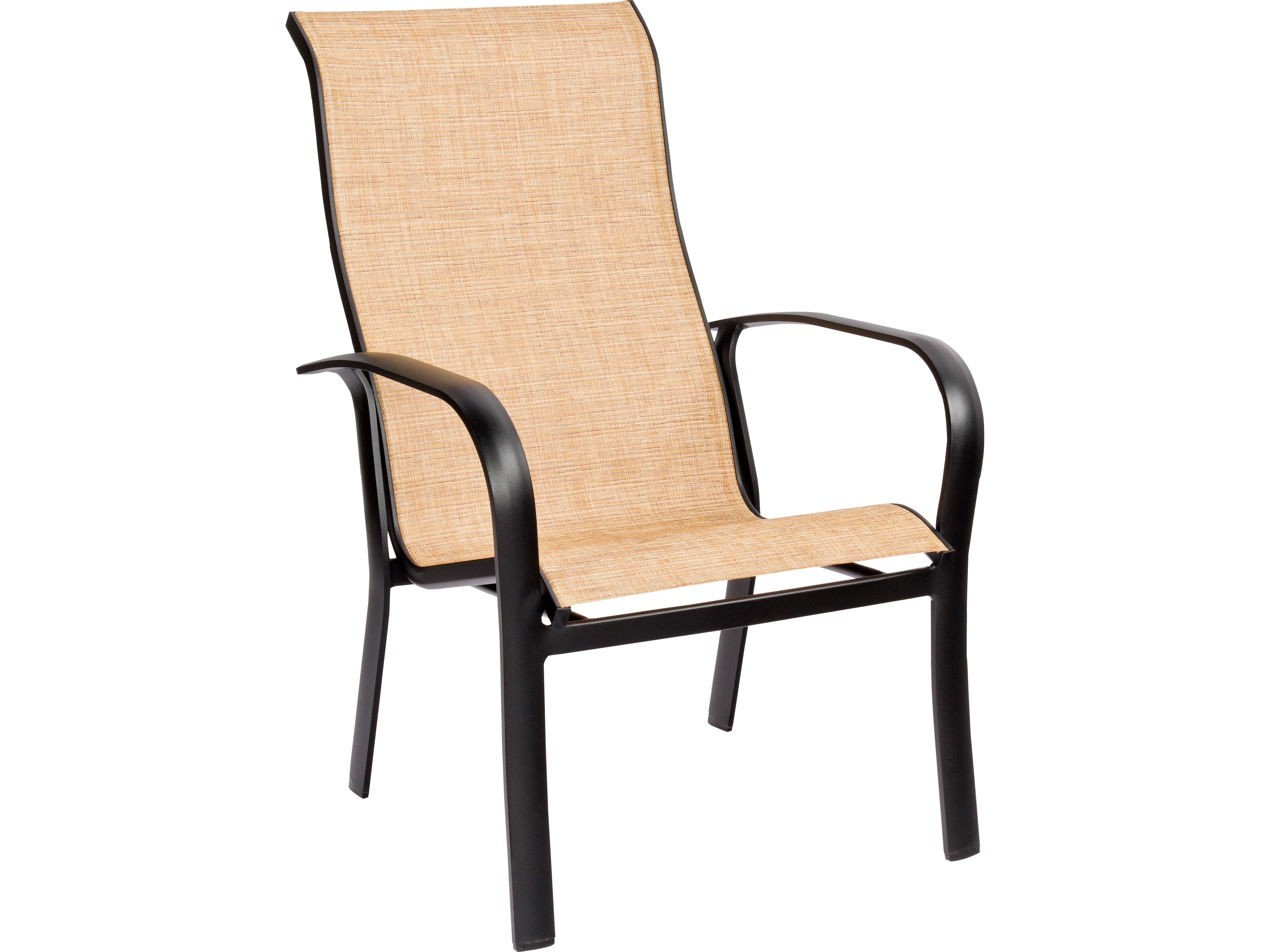 Woodard Fremont Sling Aluminum Stackable High Back Patio Dining Arm Chair