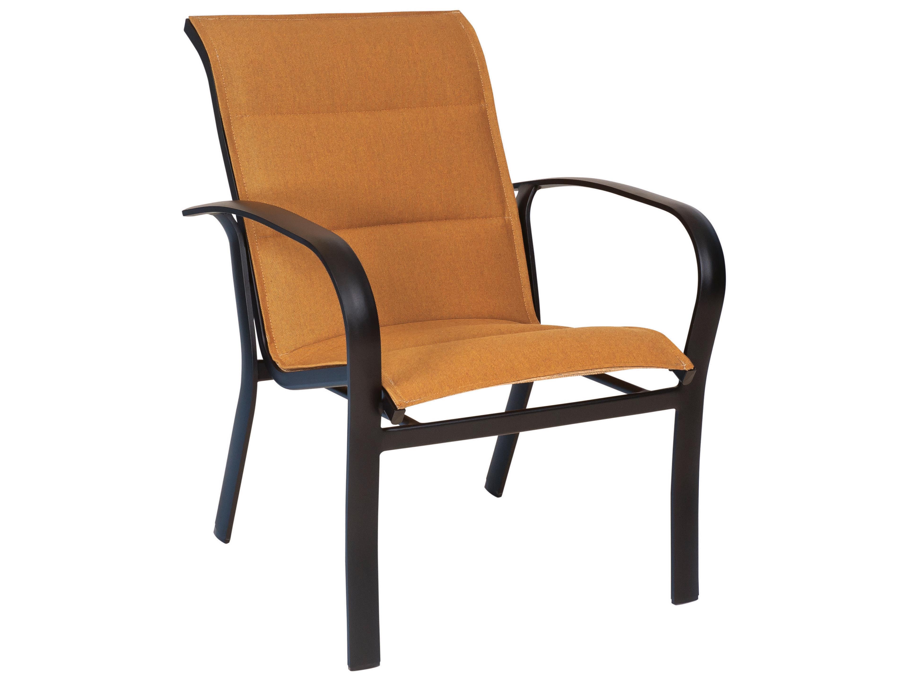 Woodard Fremont Padded Sling Aluminum Stackable Outdoor Dining Arm Chair
