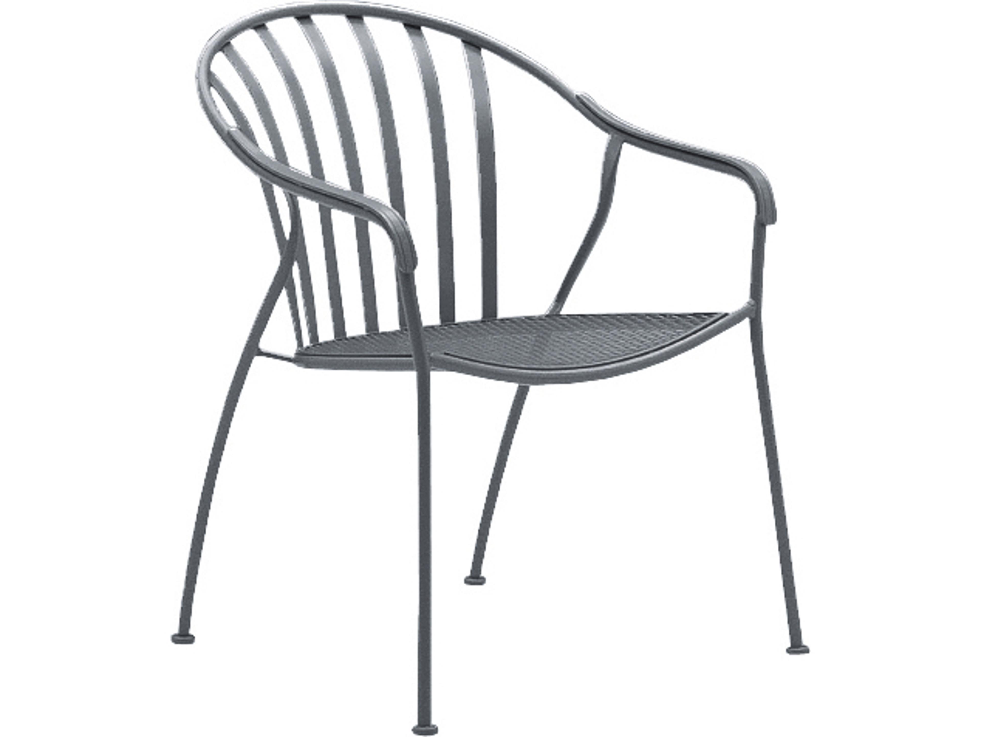 Woodard Valencia Wrought Iron Stackable Barrel Patio Dining Arm Chair