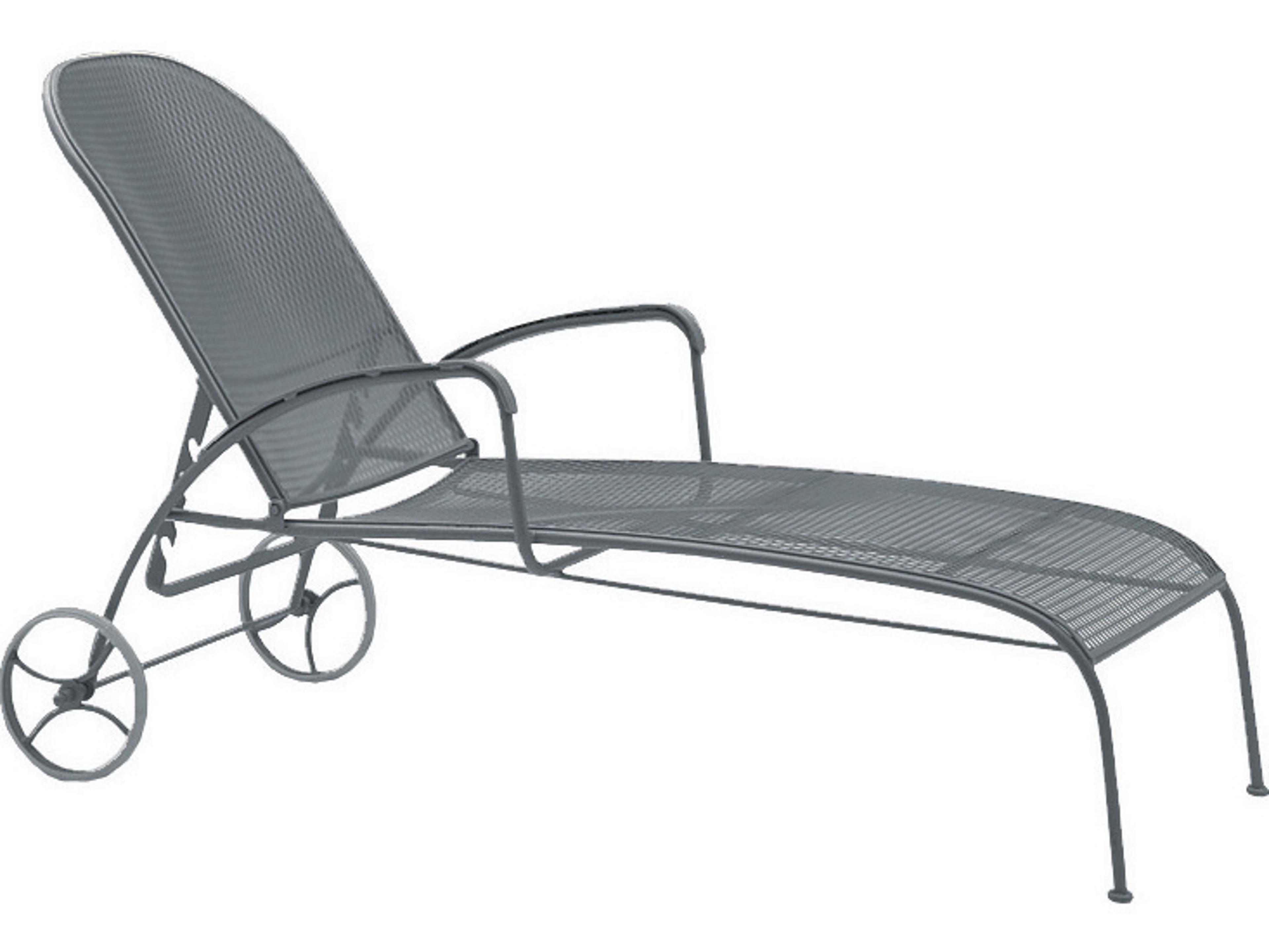 Woodard Valencia Wrought Iron Adjustable Patio Chaise Lounge with Cushion