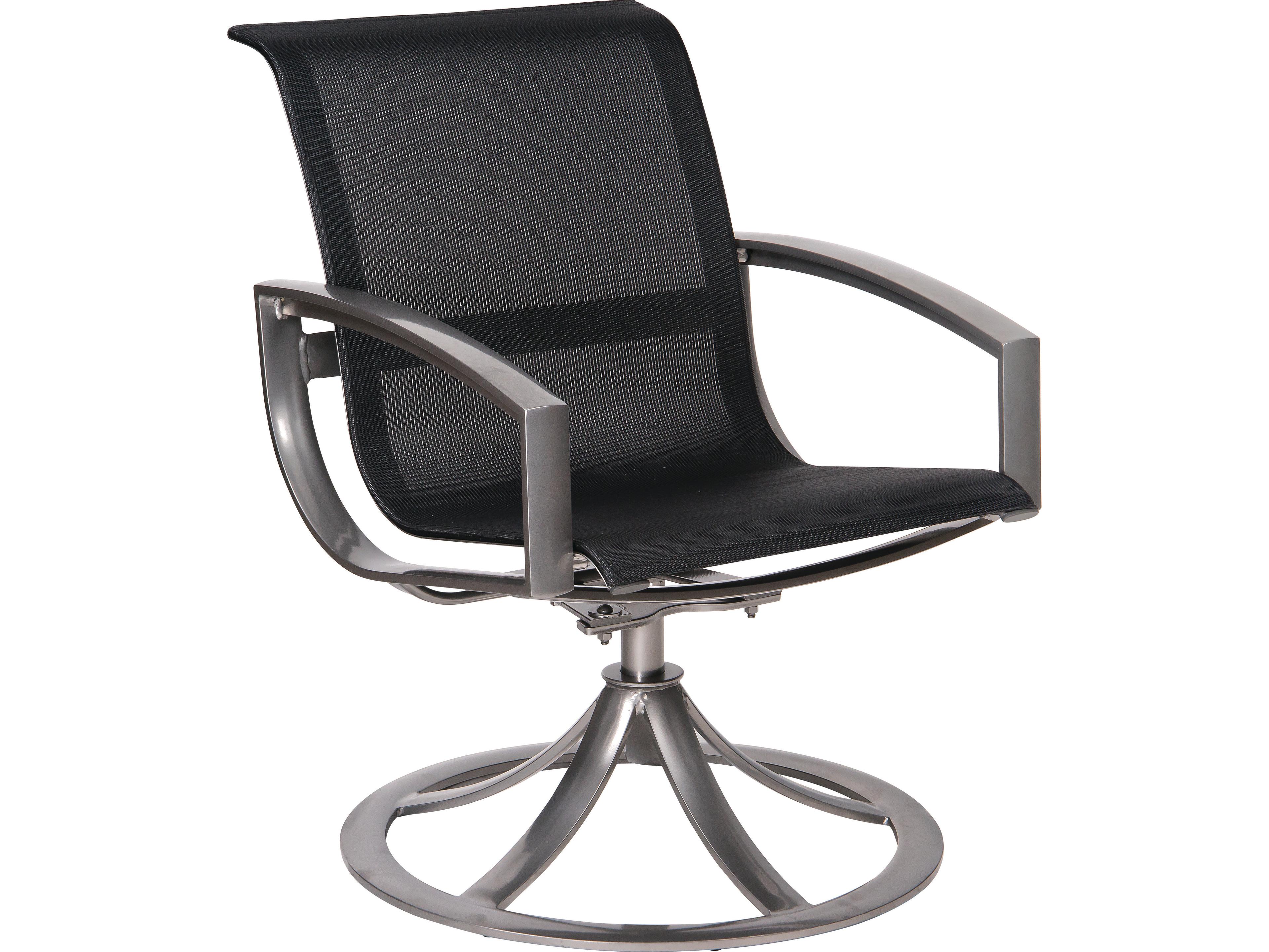 Woodard Metropolis Aluminum Sling Swivel Outdoor Dining Arm Chair