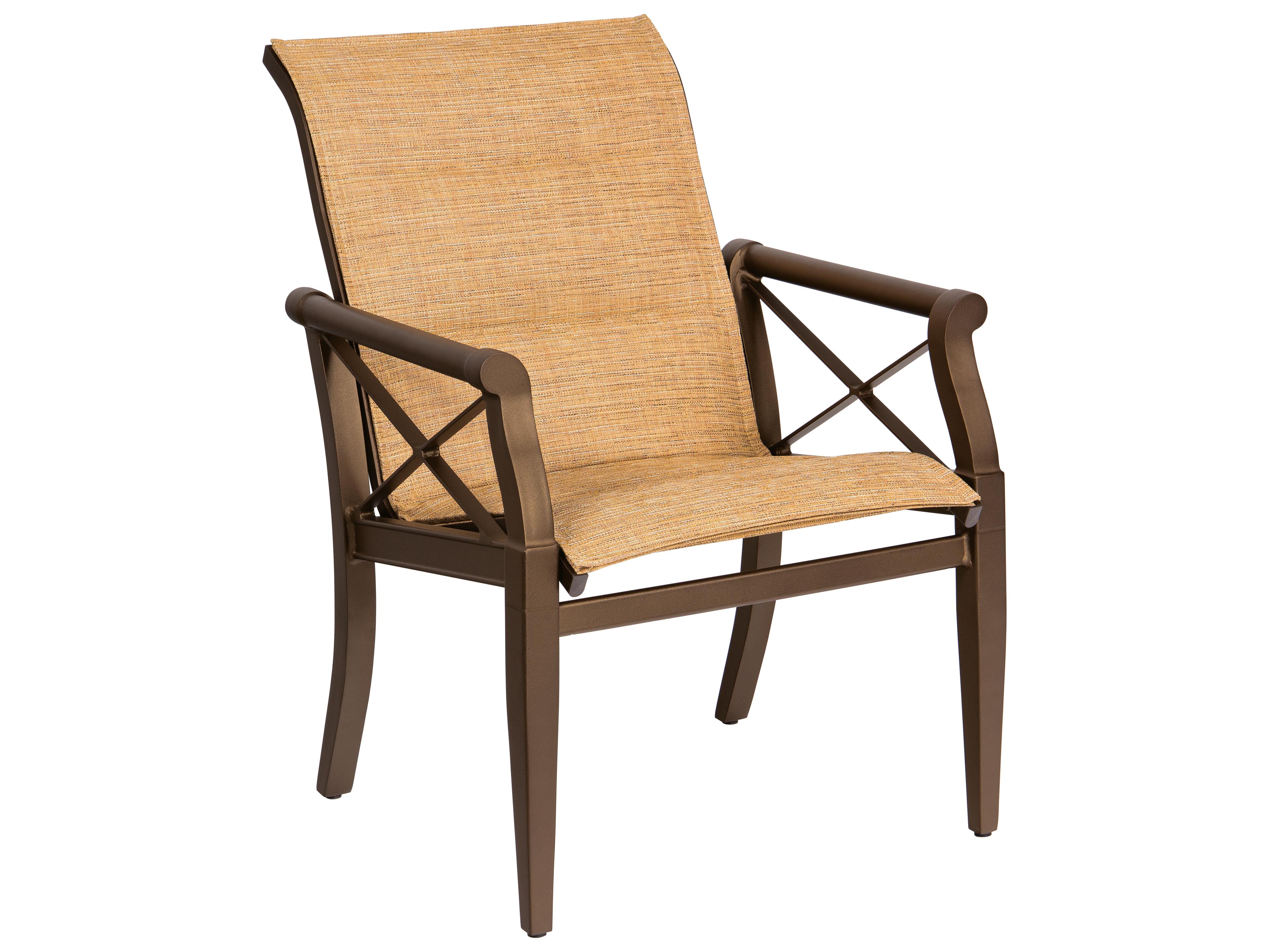Woodard Andover Padded Sling Aluminum Patio Dining Arm Chair