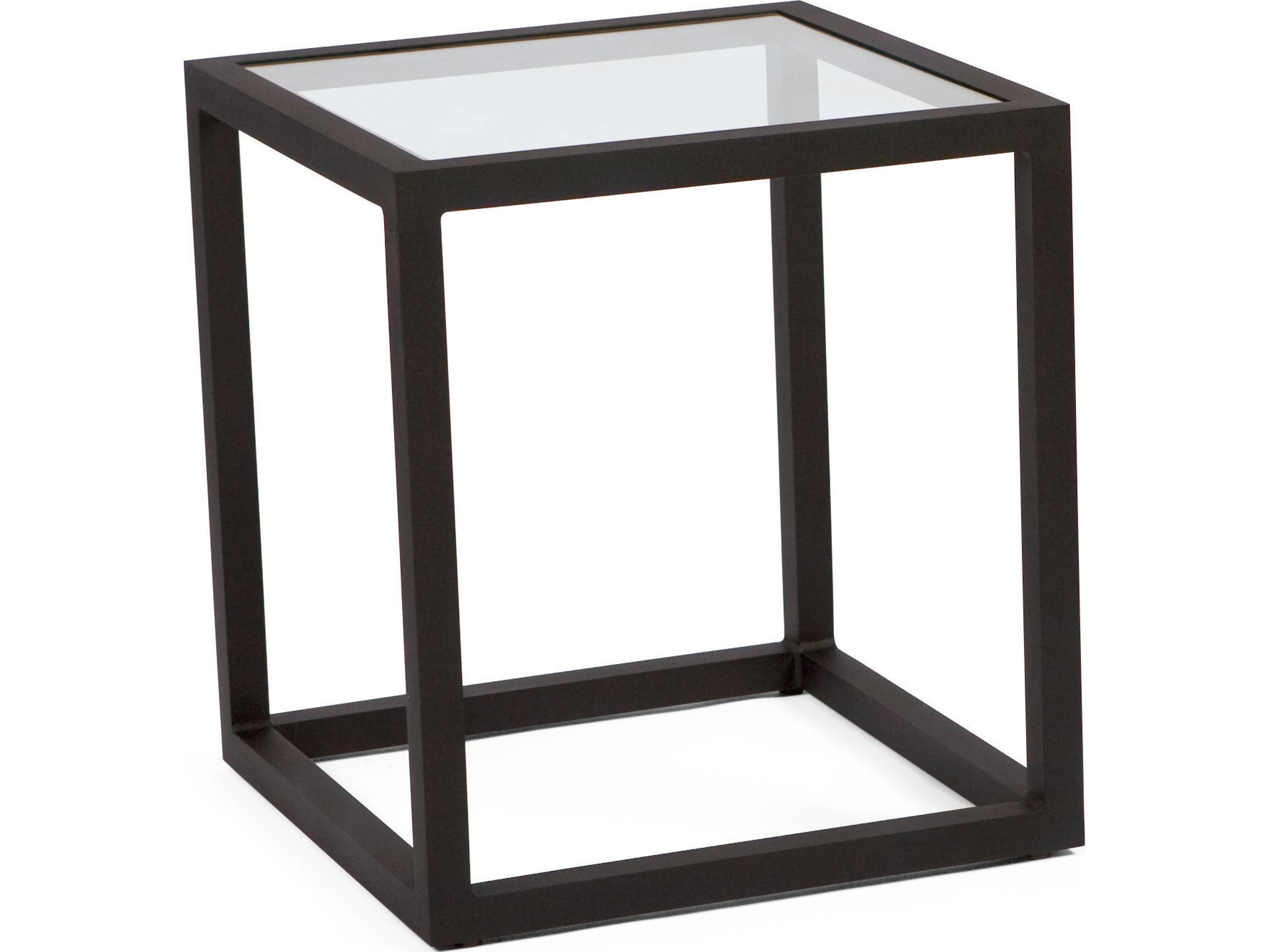 Woodard Salona By Joe Ruggiero Aluminum Square Glass Top Outdoor End Table
