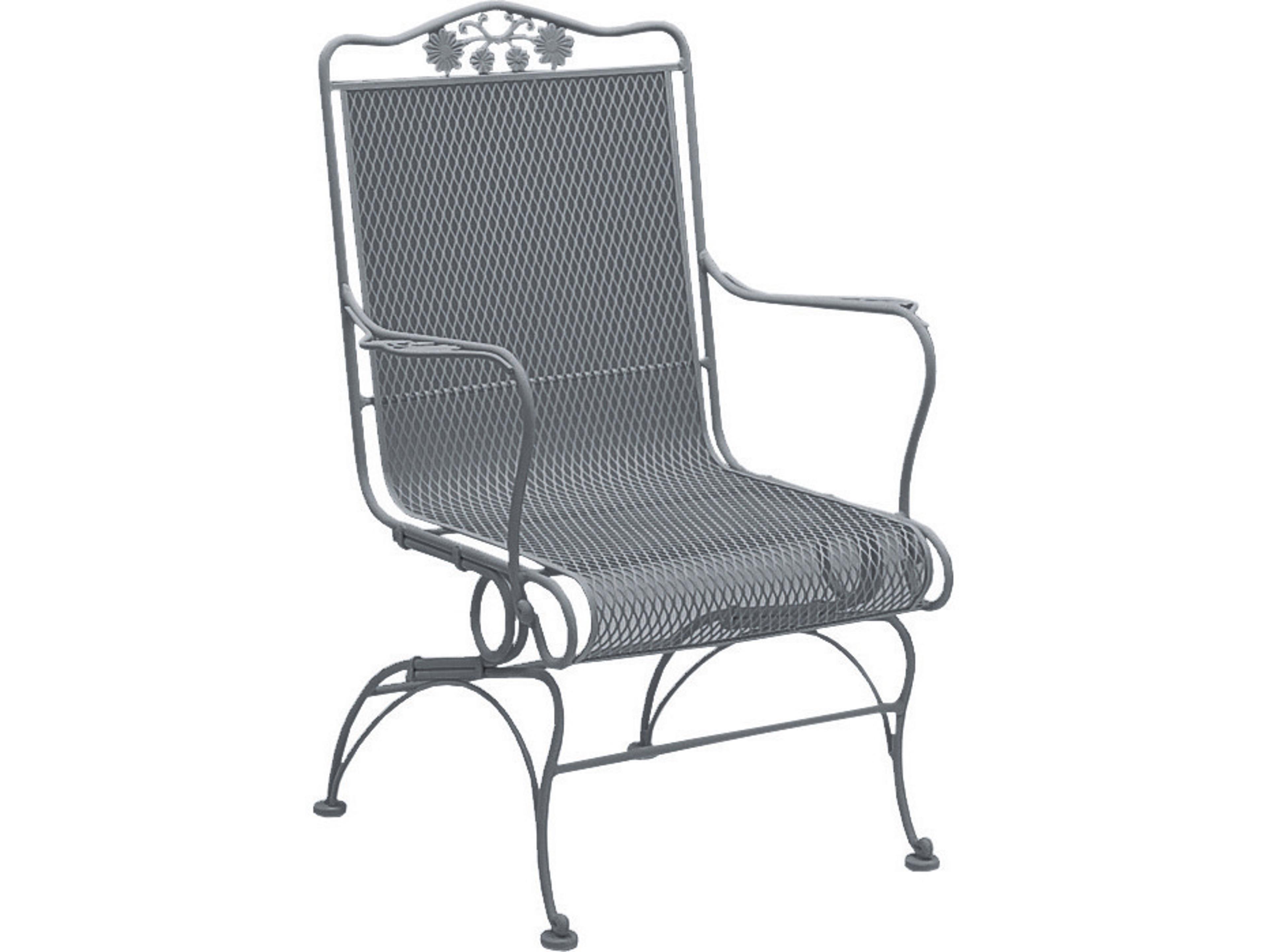 Woodard Briarwood Wrought Iron High Back Coil Spring Outdoor Lounge Chair