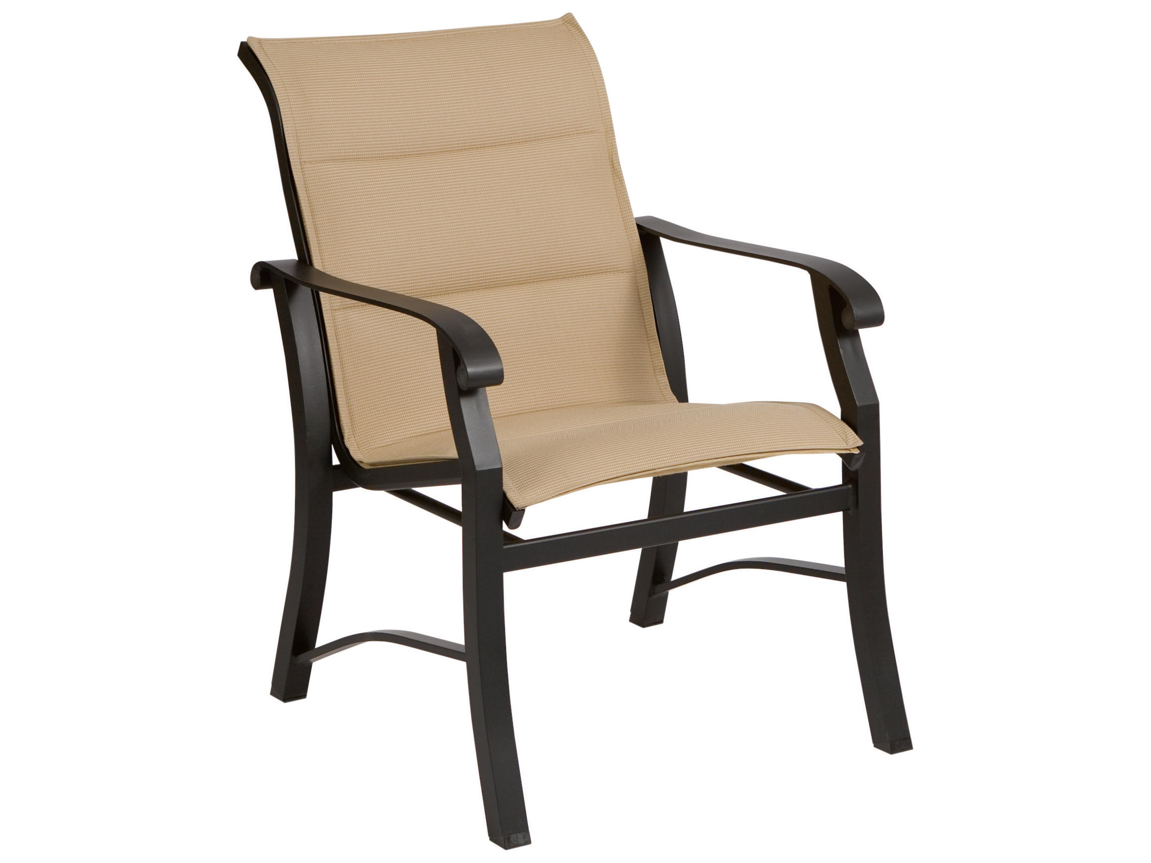 Woodard Cortland Padded Sling Aluminum Patio Dining Arm Chair