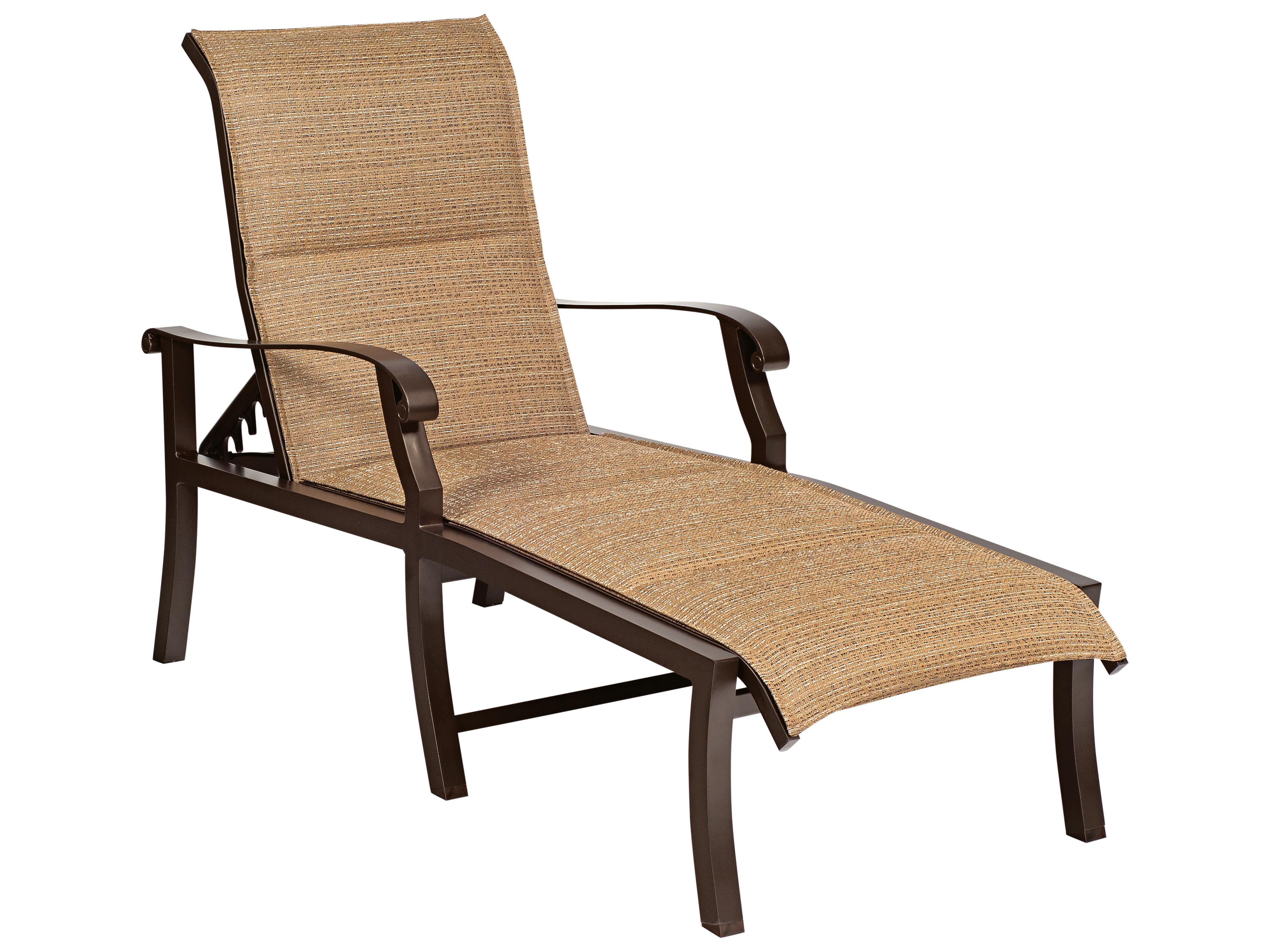 Woodard Cortland Padded Sling Aluminum Adjustable Patio Chaise Lounge