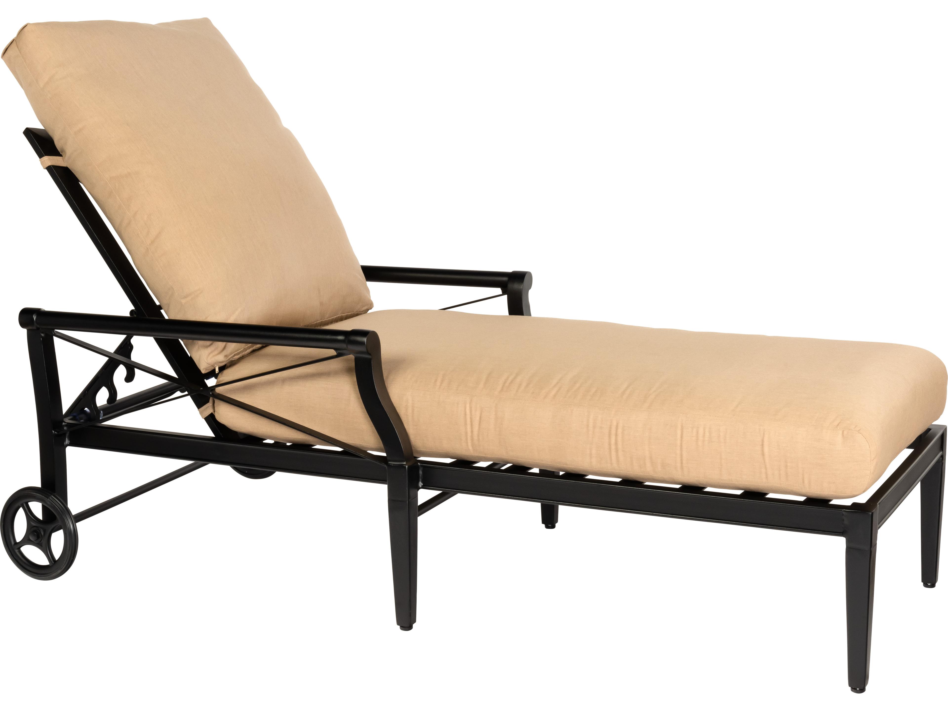 Woodard Andover Cushion Aluminum Adjustable Outdoor Patio Chaise Lounge in Waterfall