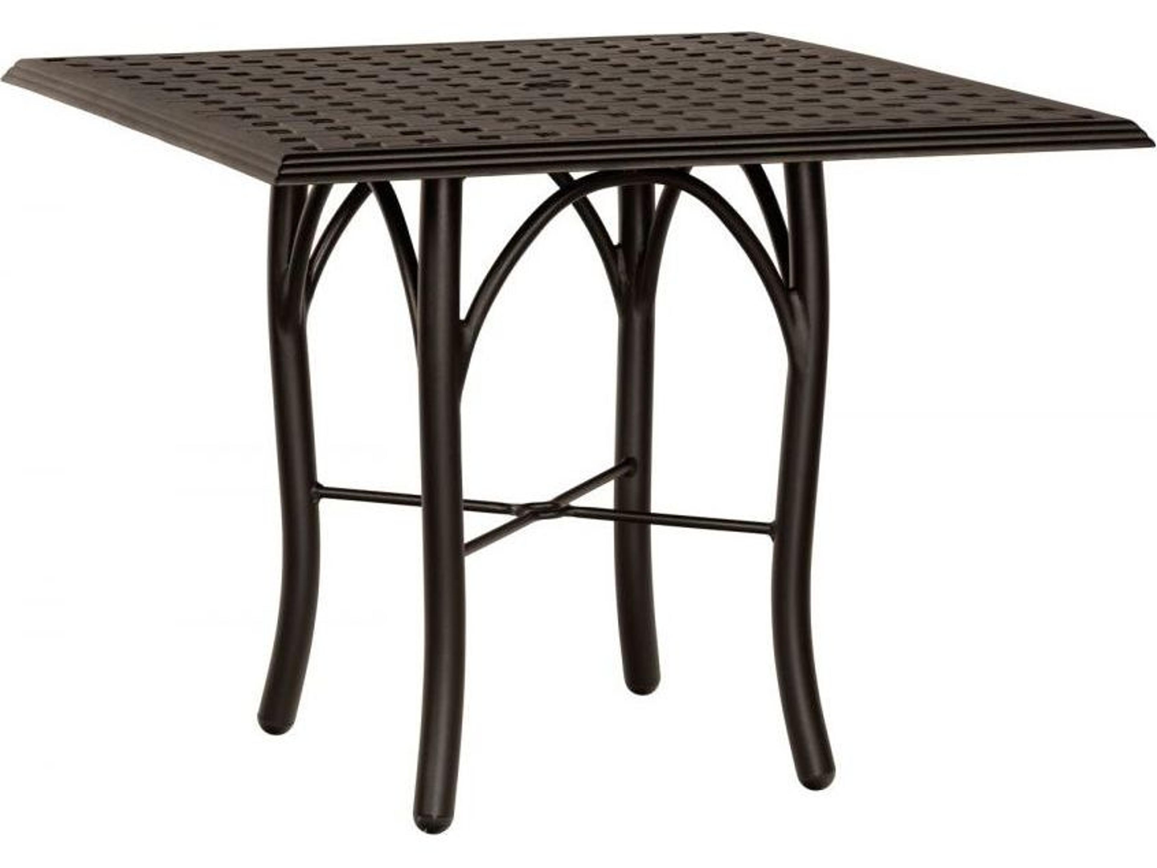 Woodard Thatch Aluminum Square Outdoor Bistro Table with Umbrella Hole