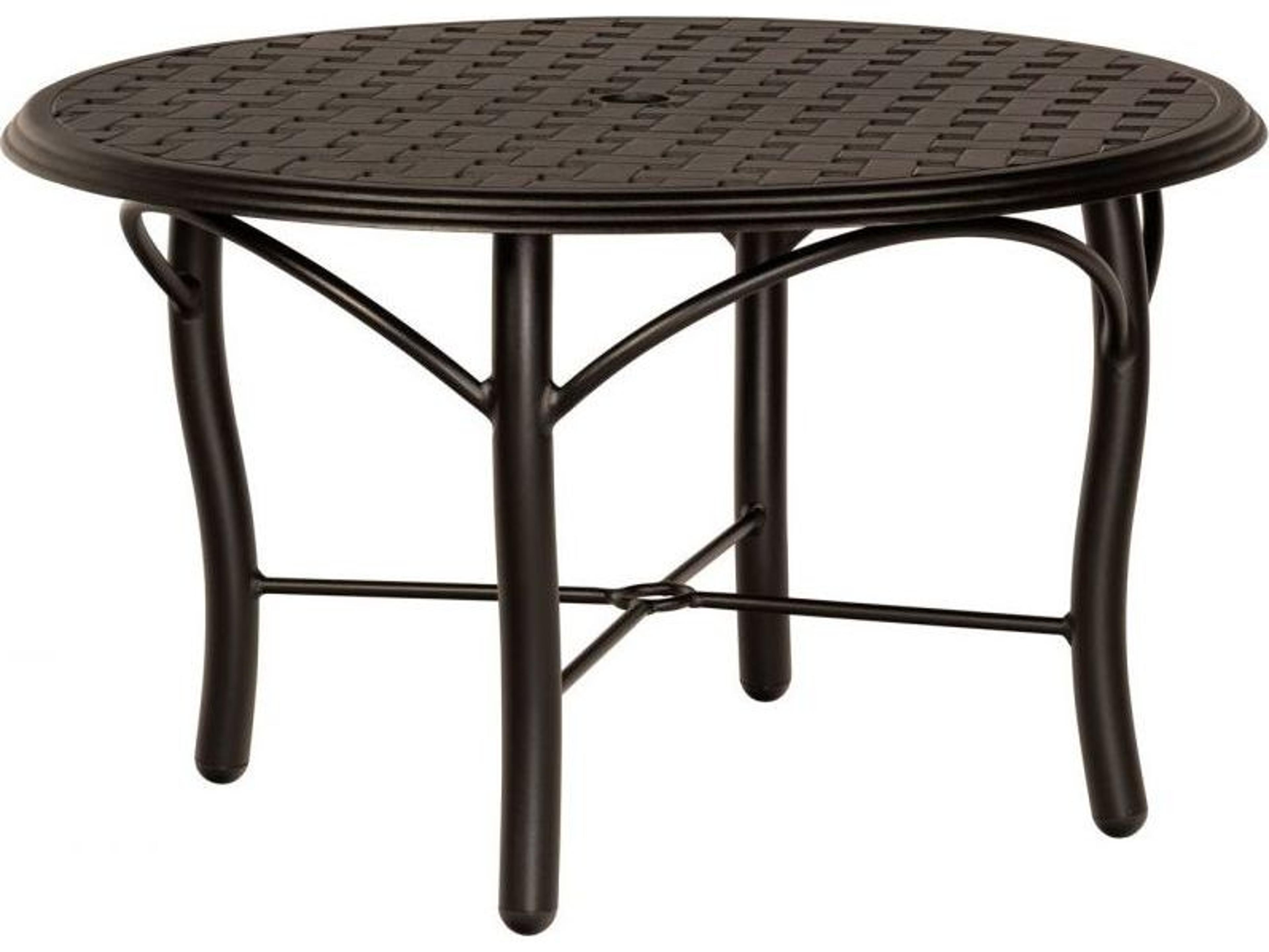 Woodard Thatch Aluminum Round Patio Coffee Table with Umbrella Hole