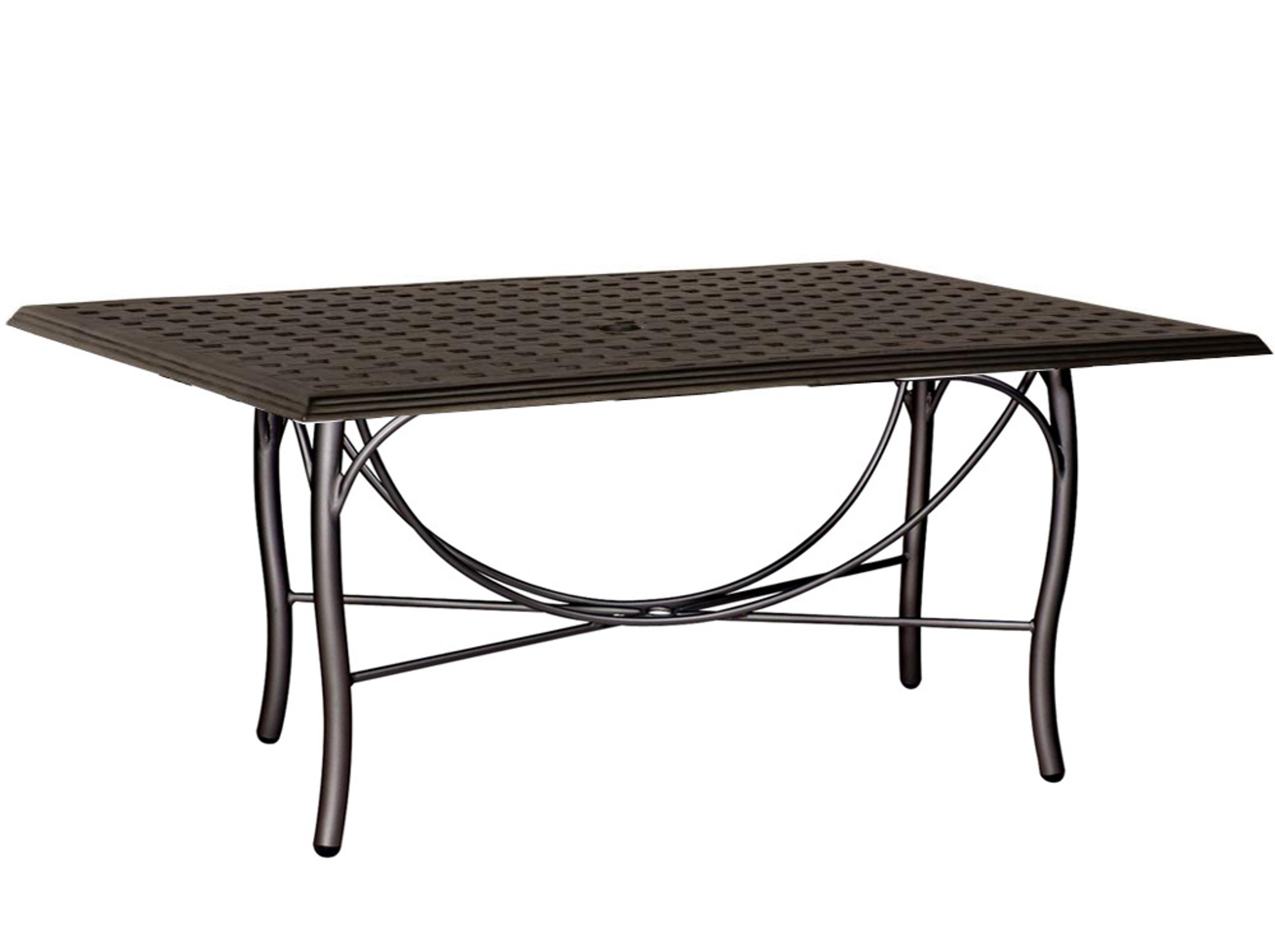 Woodard Thatch Aluminum Rectangular Patio Dining Table with Umbrella Hole