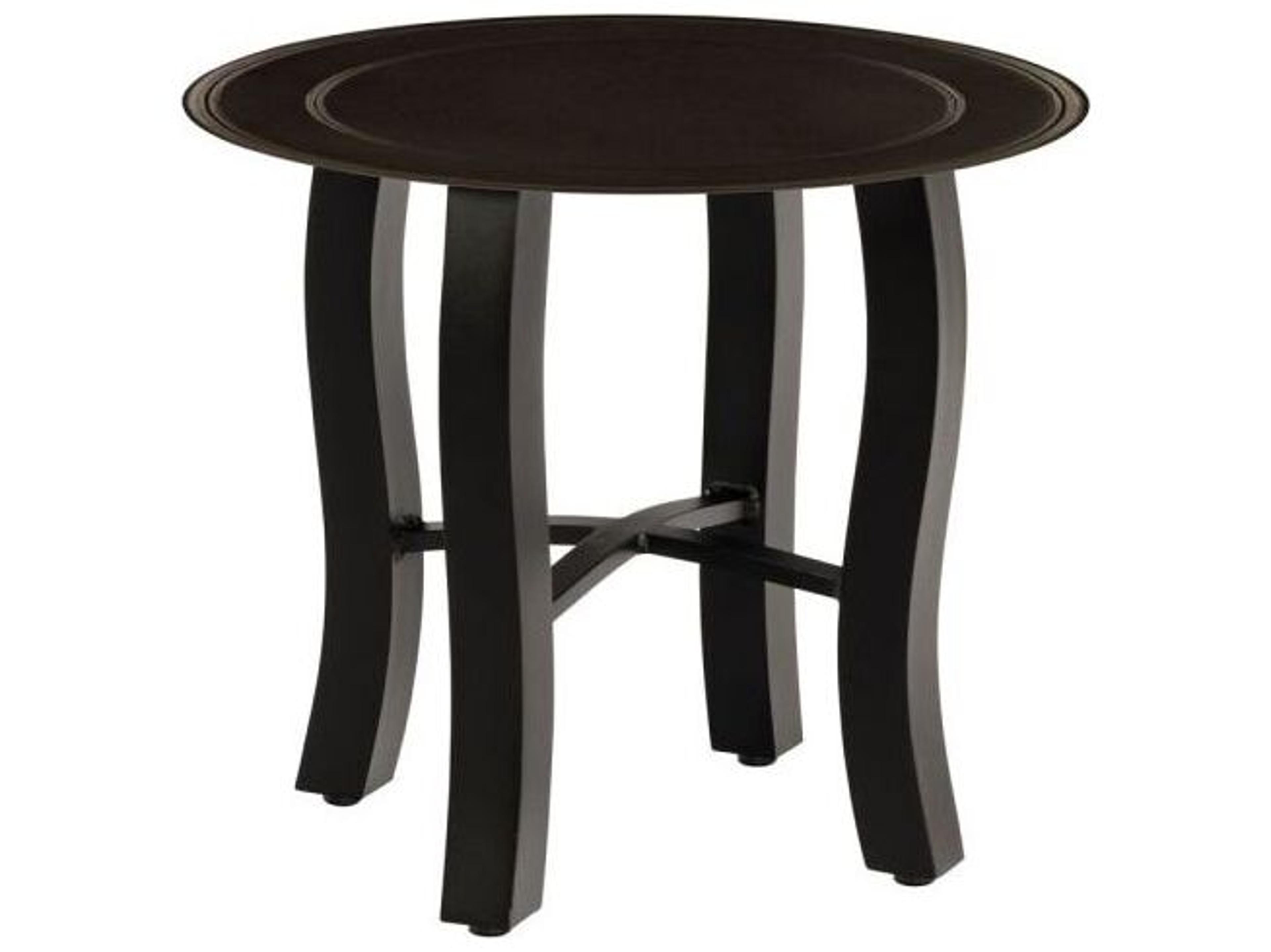 Woodard Solid Cast Aluminum Round Outdoor End Table in Carson Base