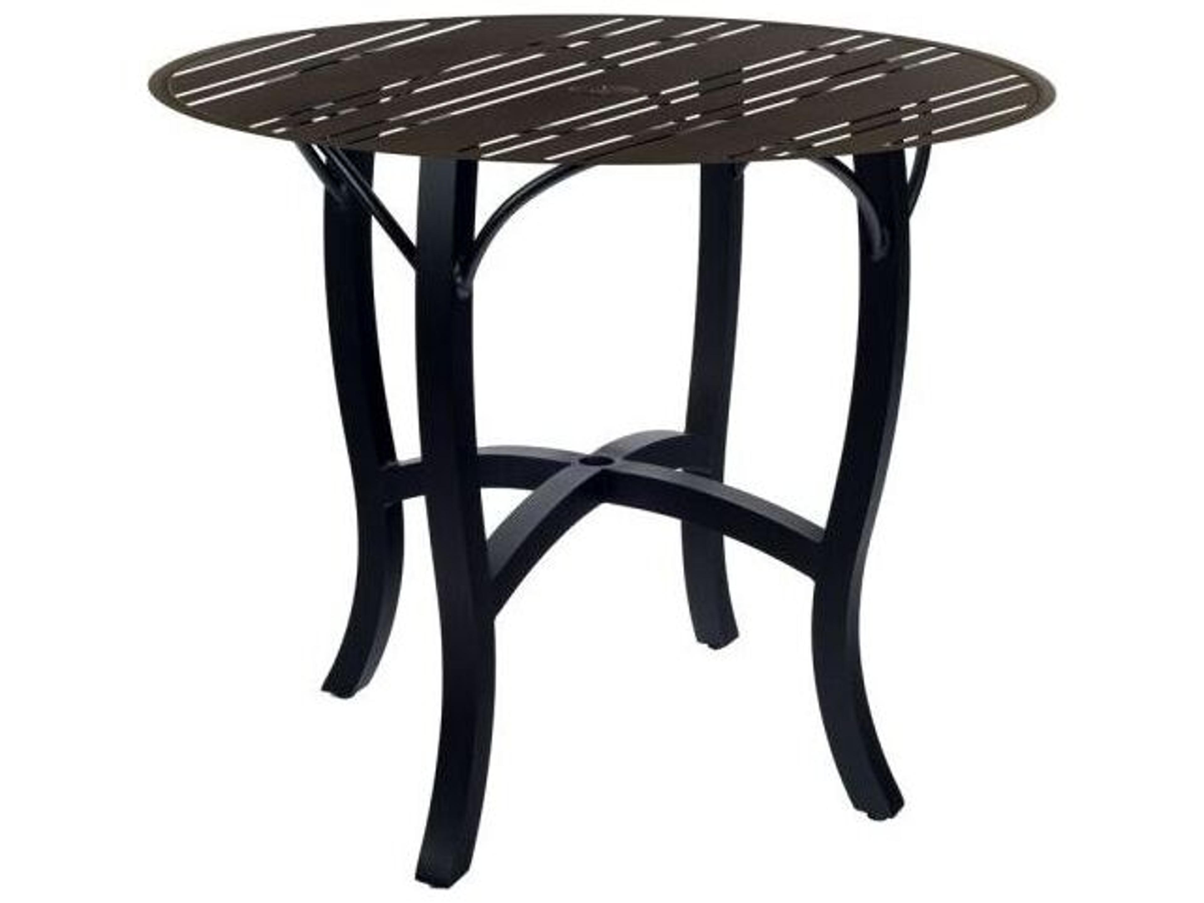 Woodard Tri-slat Aluminum Round Counter Height with Umbrella Hole in Carson Base