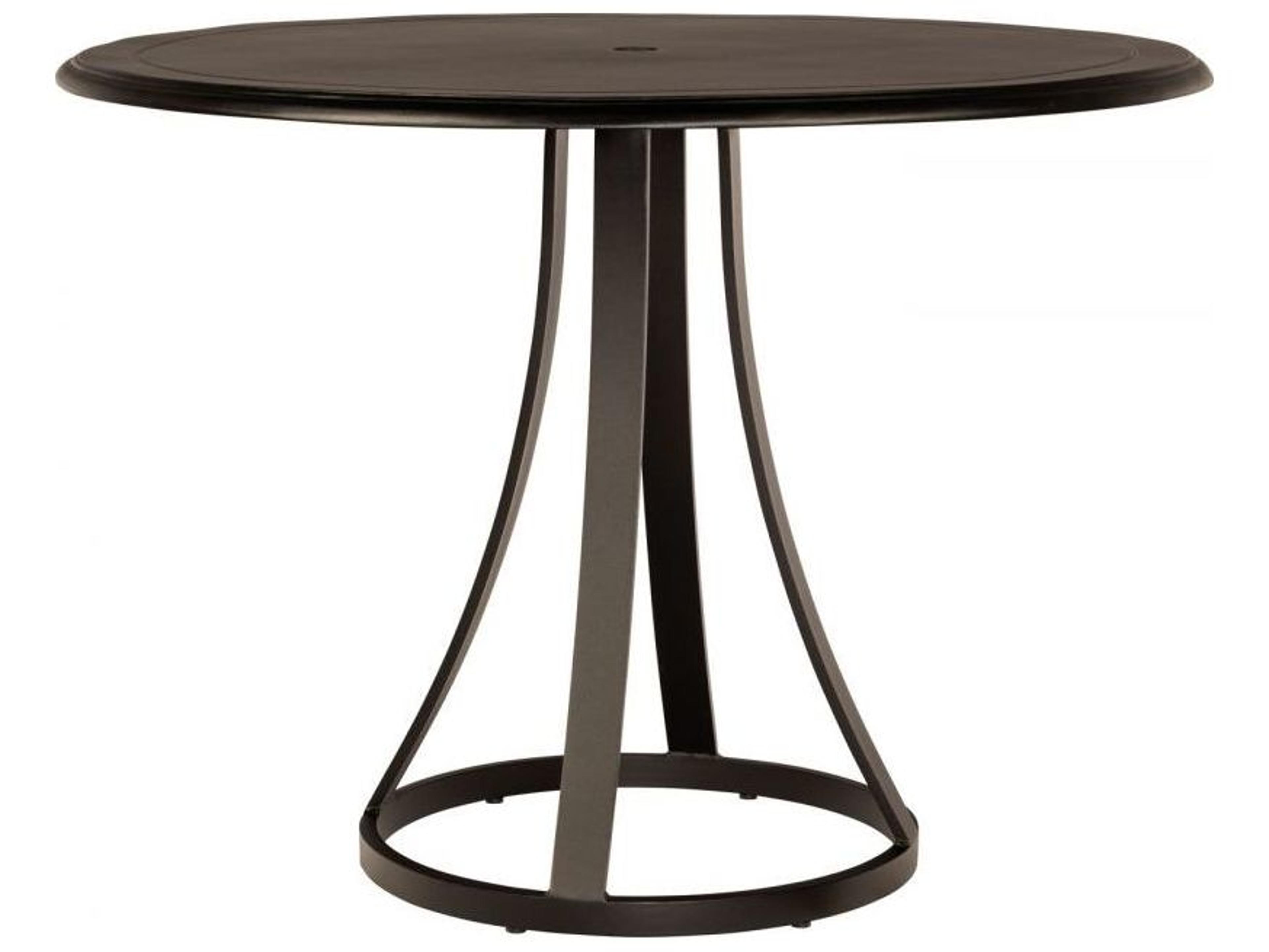 Woodard Solid Cast Aluminum Round Outdoor Counter Table with Umbrella Hole