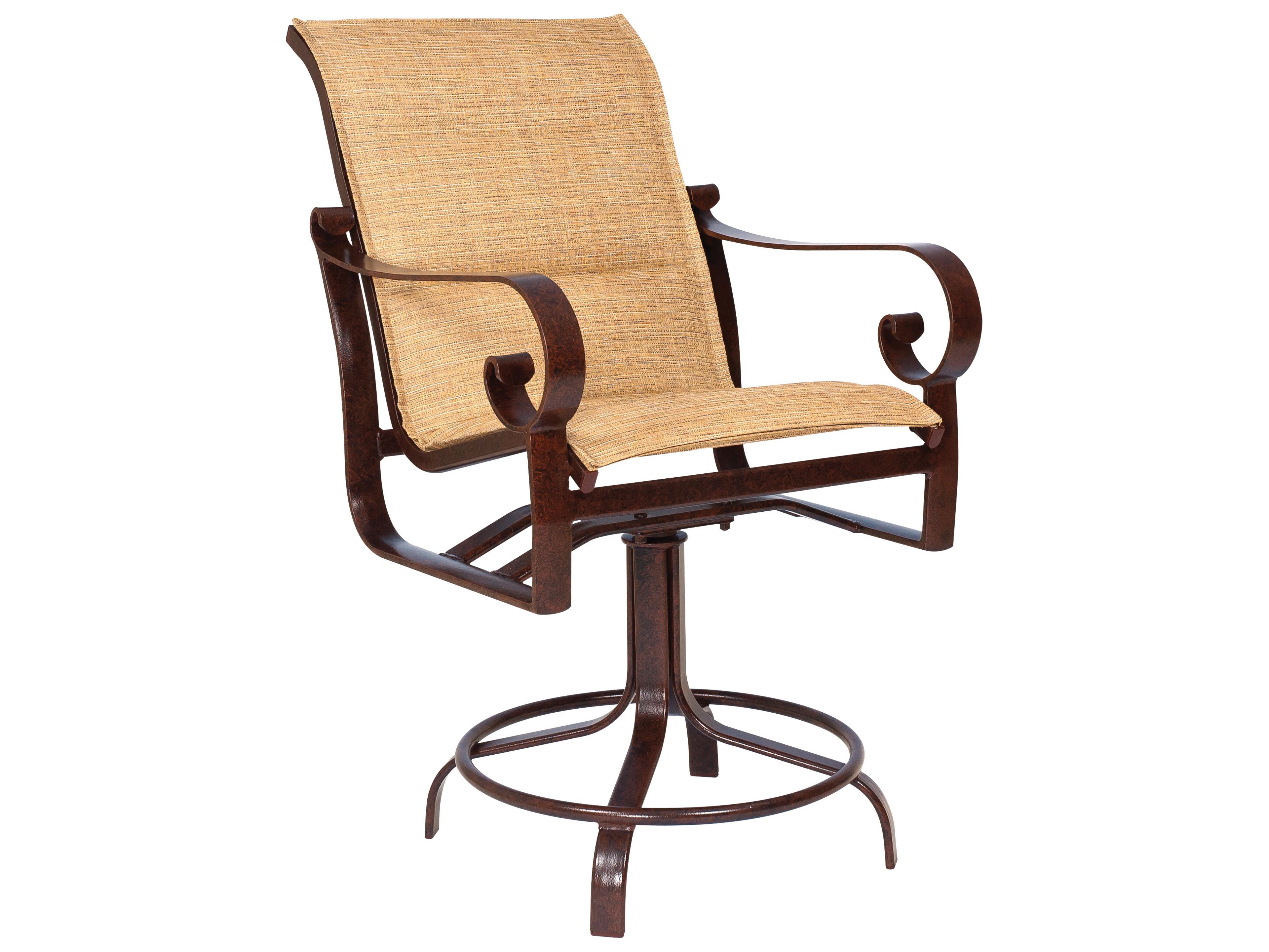 Woodard Belden Padded Sling Aluminum Swivel Patio Counter Stool