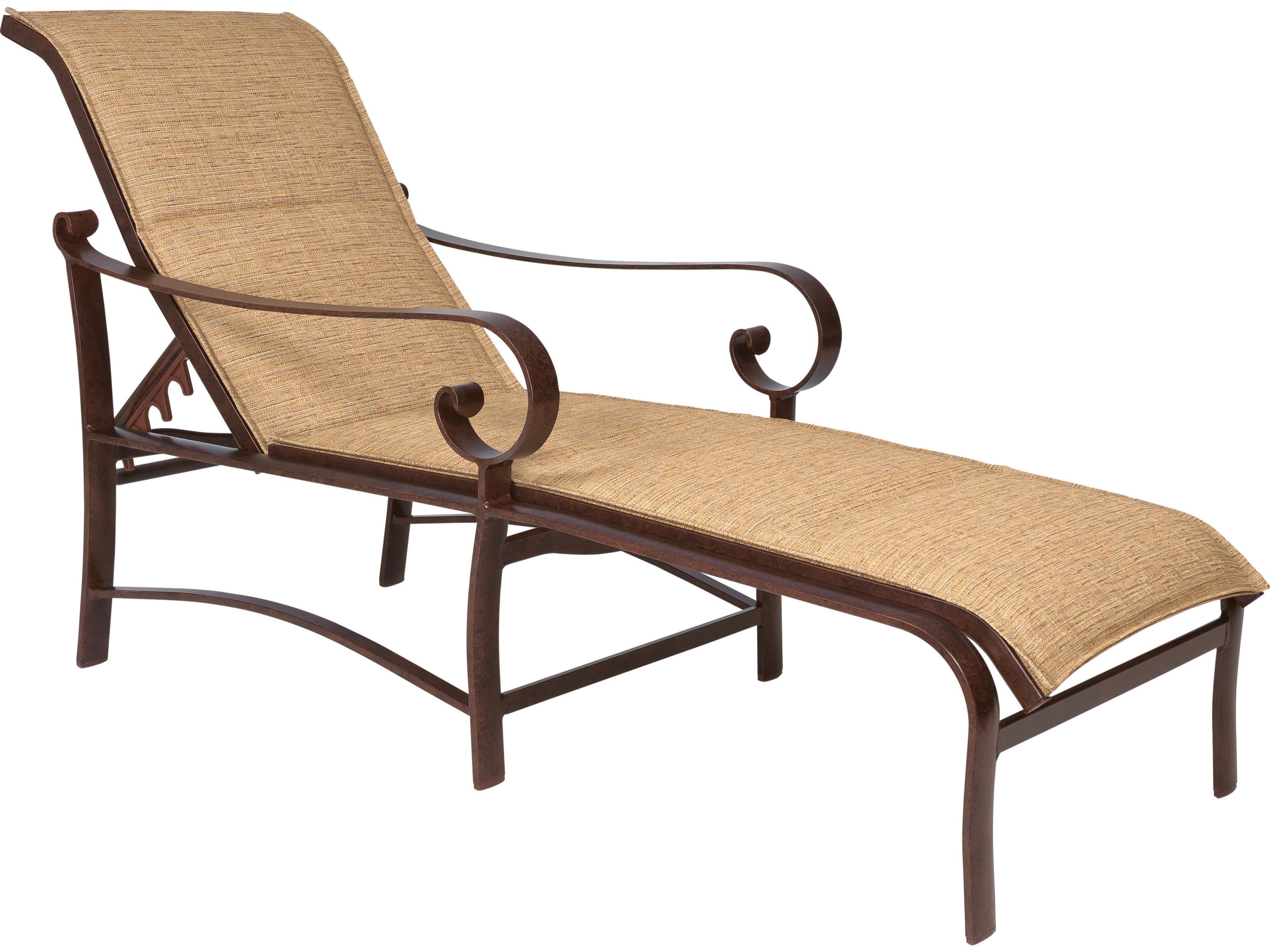 Woodard Belden Padded Sling Aluminum Adjustable Patio Chaise Lounge