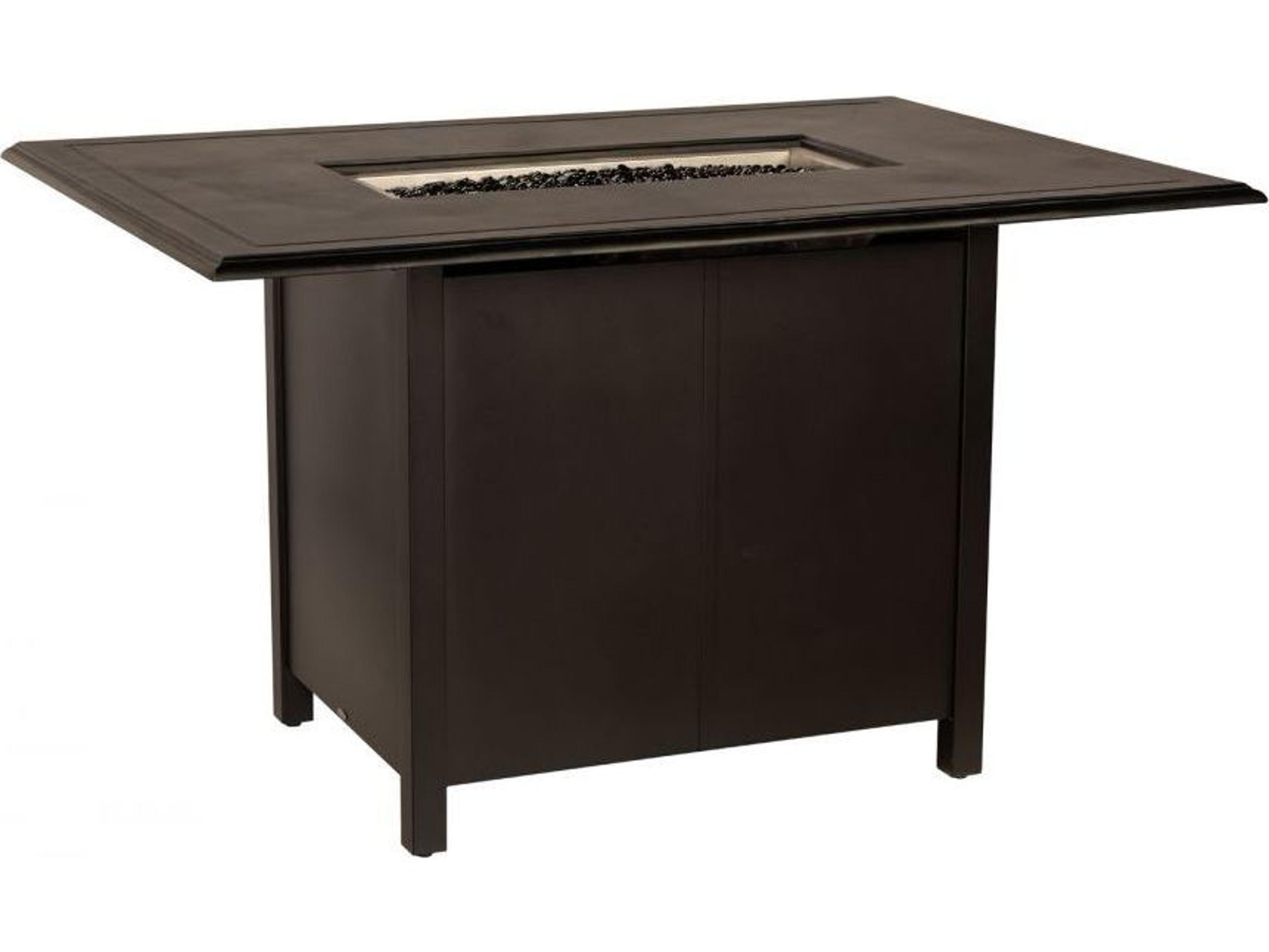 Woodard Solid Cast Coffee Height Aluminum Rectangular Patio Fire Pit Table