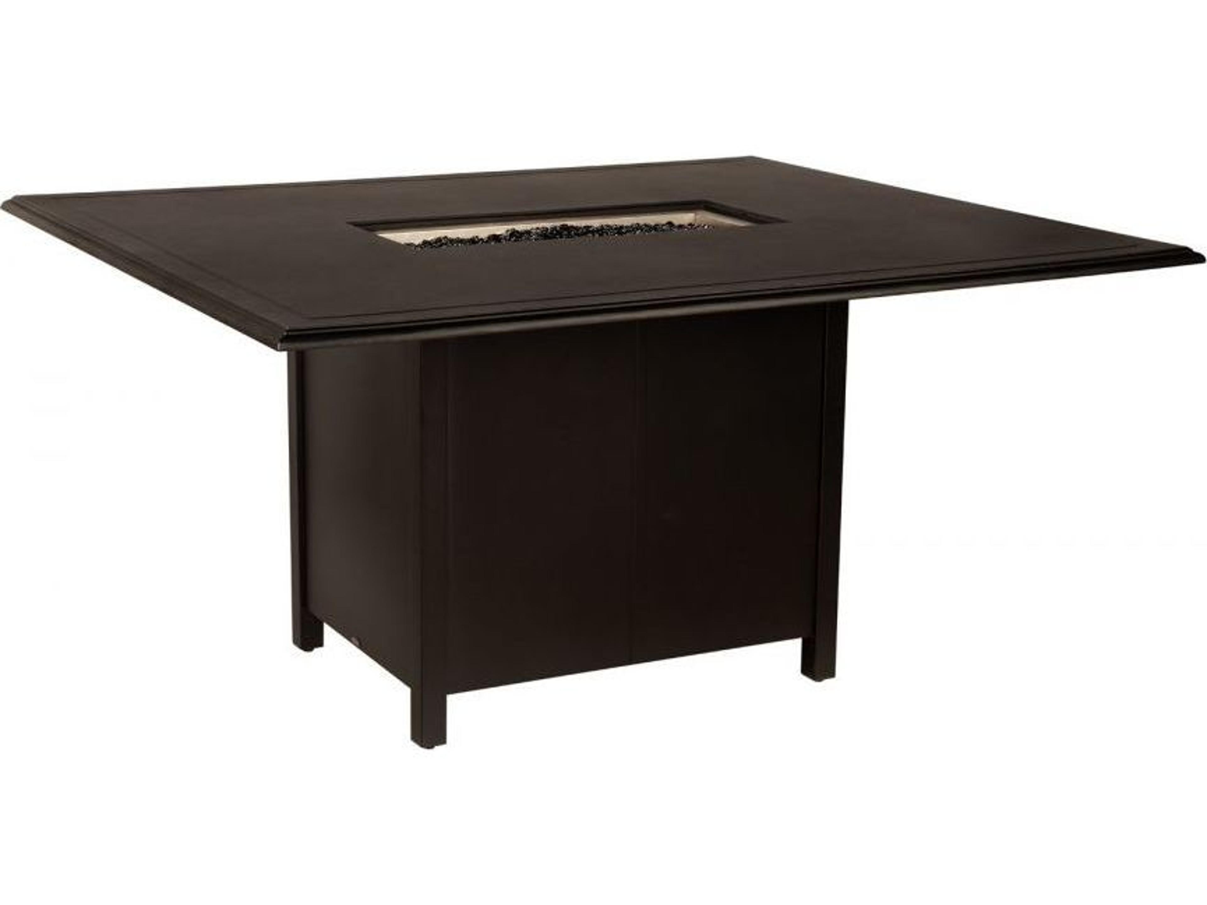 Woodard Solid Cast Coffee Height Aluminum Rectangular Outdoor Fire Pit Table