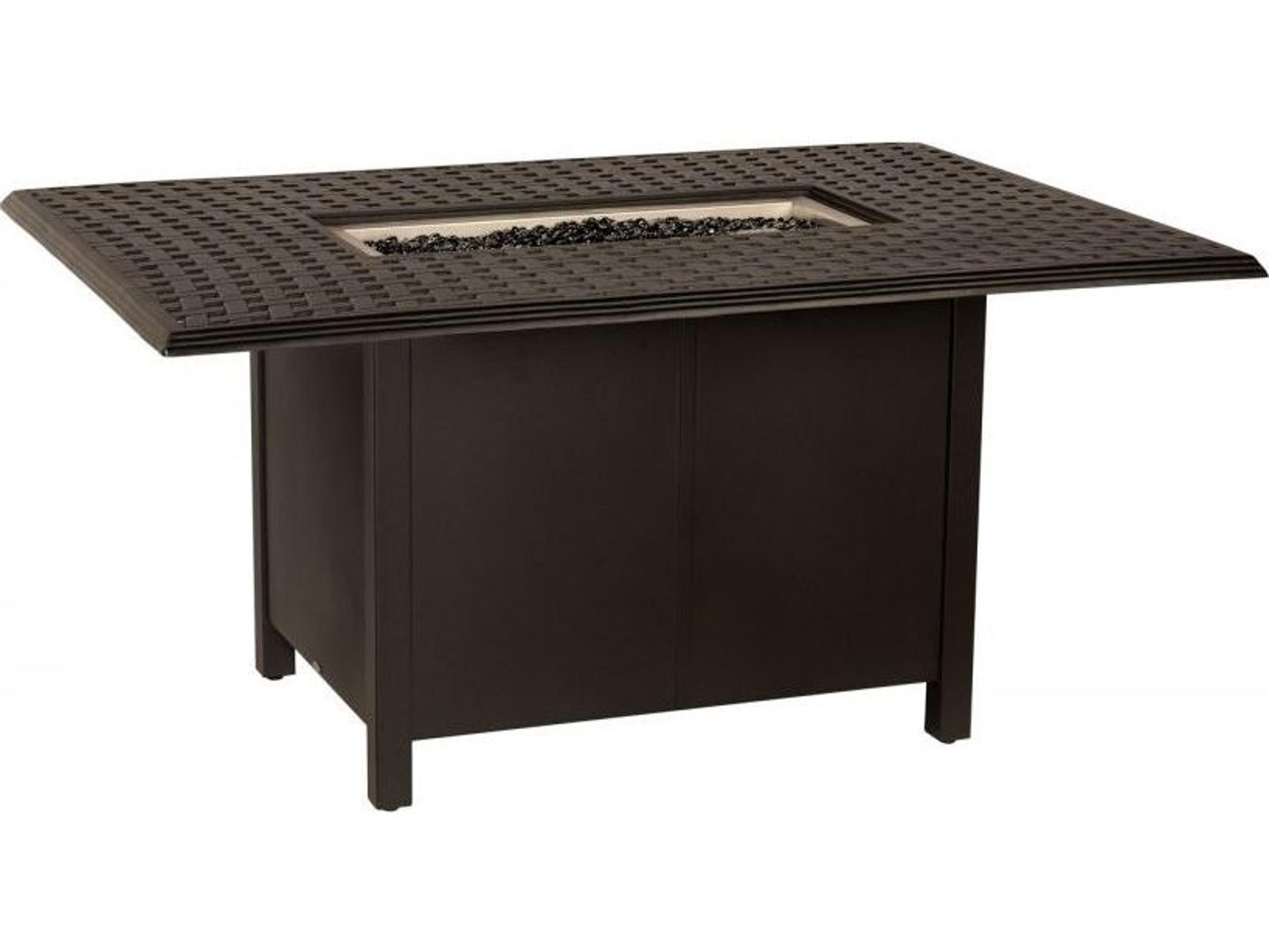 Woodard Thatch Aluminum Rectangular Dining Height Outdoor Patio Fire Pit Table